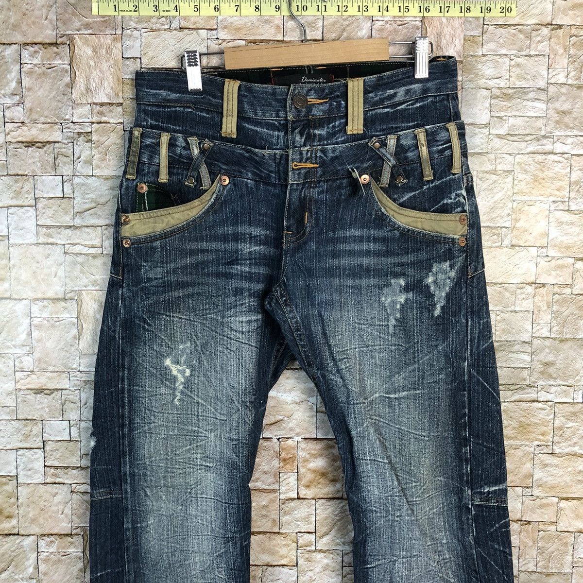 Japanese Brand DL Dominate faded double waist Distressed Denim Pants #A432 Size US 30 / EU 46 - 5 Thumbnail