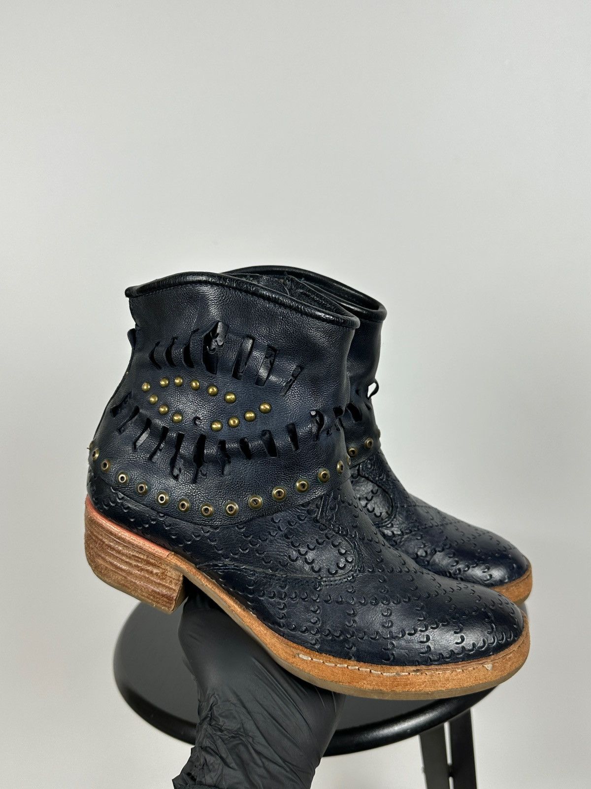 A.S.98 A.S.98. Airstep Leather Ankle Biker Studded Boots Size US 8 / IT 38 - 10 Thumbnail