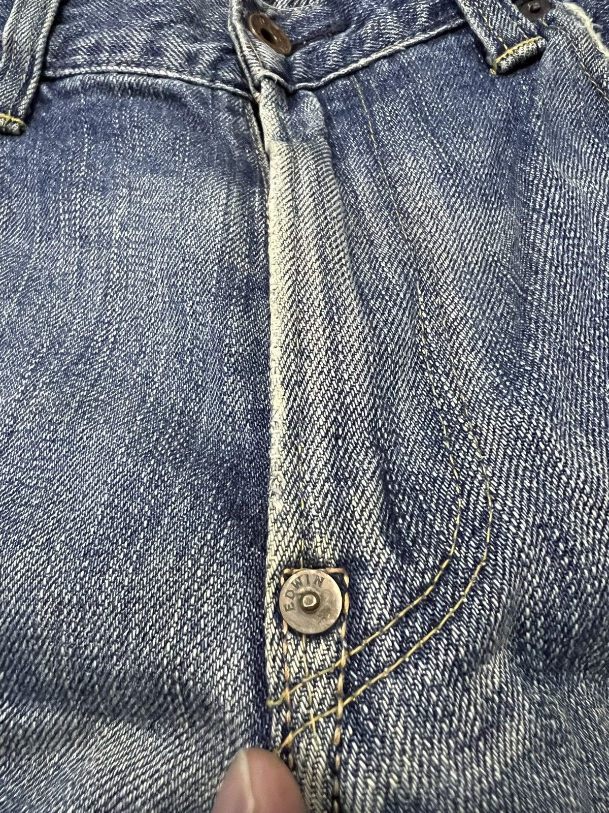 Edwin × Japanese Brand VINTAGE EDWIN HALF SELVEDGE DISTRESSED JEANS Size US 34 / EU 50 - 6 Thumbnail