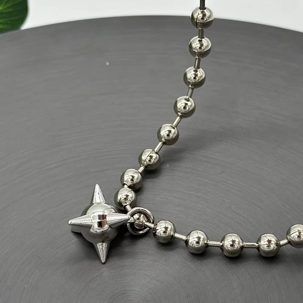 Jewelry Gunge Aesthetic 6mm Beads Ball Chain Flail Choker Necklace Size ONE SIZE - 3 Thumbnail