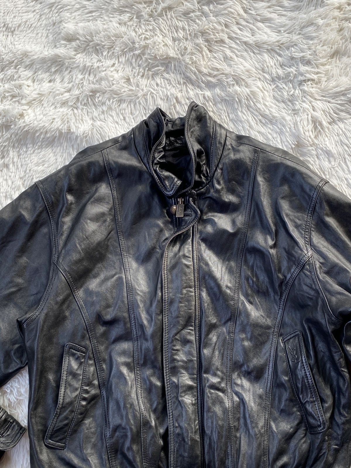 Yves Saint Laurent Vintage YvesSaintLaurent Black Sheepskin Leather zip up Size US L / EU 52-54 / 3 - 2 Thumbnail