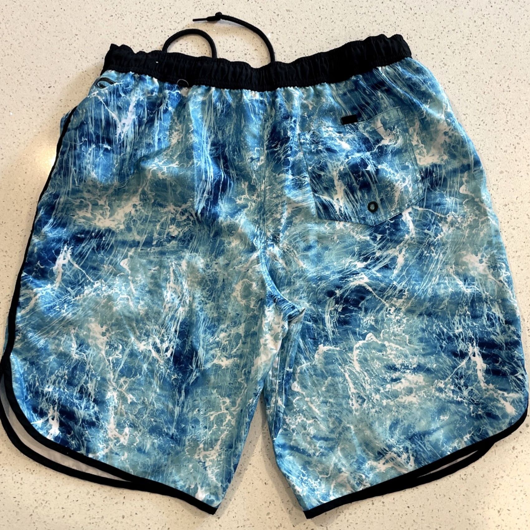 Vintage Trunks Orageous Swim Trunks Wave Blue Print Swim Trunks XL Board Shorts Men Geometric Pattern Beach User: Mens Size US 36 / EU 52 - 3 Thumbnail