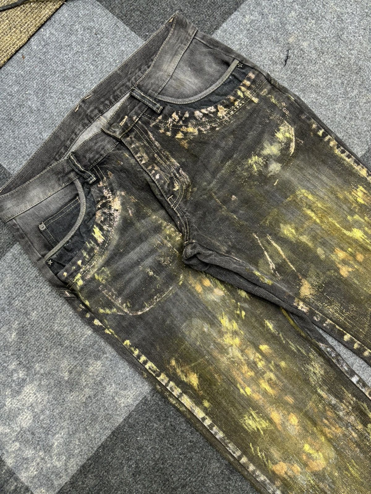 Japanese Brand 💥ONE ON GRAILED💥ARCHIVAL RARE PPFM CHAOS PAINT DENIM F457 Size US 32 / EU 48 - 9 Thumbnail