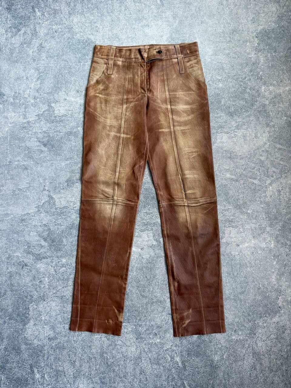 Jitrois Jean Claude Jitrois Brown Leather Pants size 38 Size 38" / US 16 / IT 52 - 1 Thumbnail