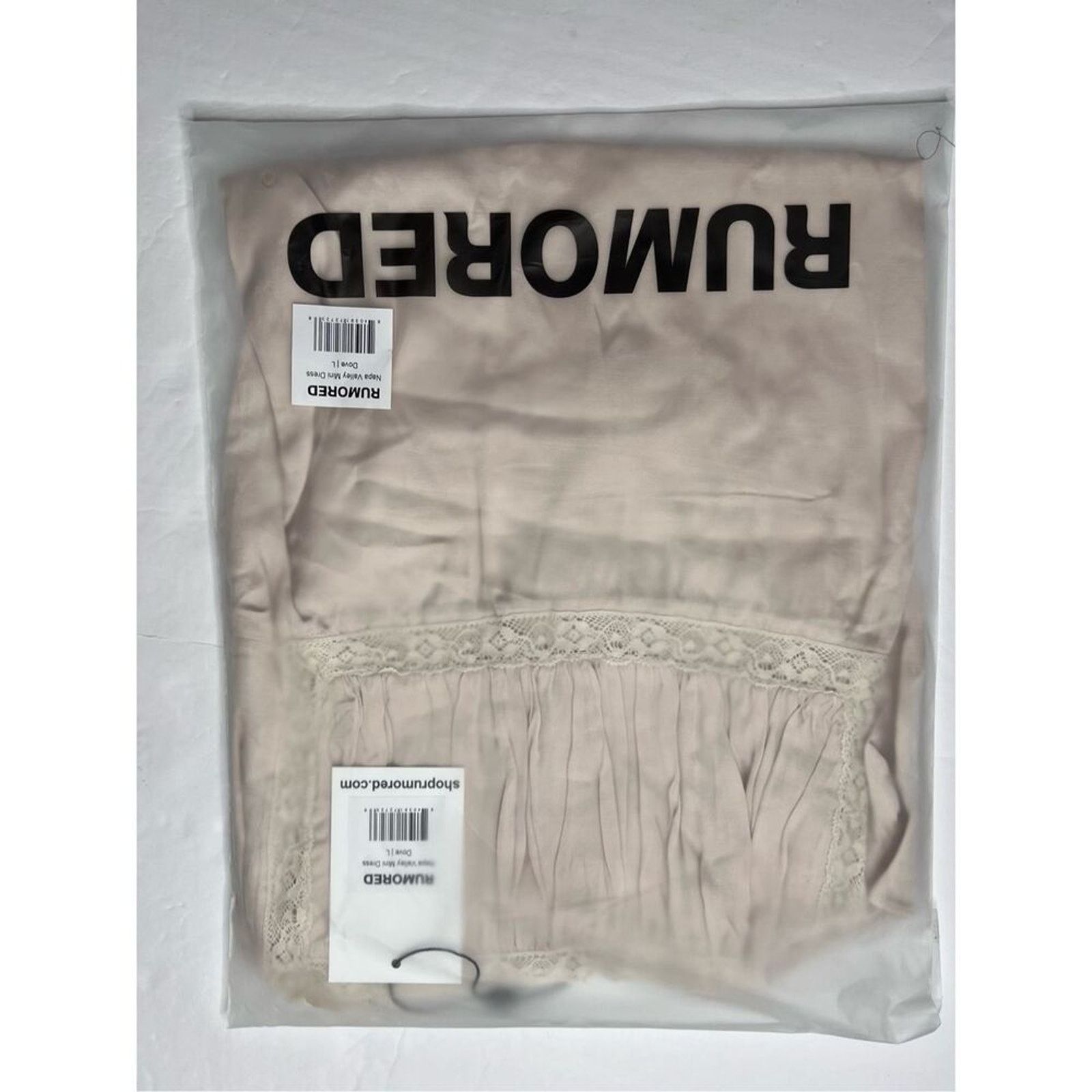 Other Rumored Napa Valley Mini Dress LARGE Beige Smocking Lace NEW Size L / US 10 / IT 46 - 4 Thumbnail