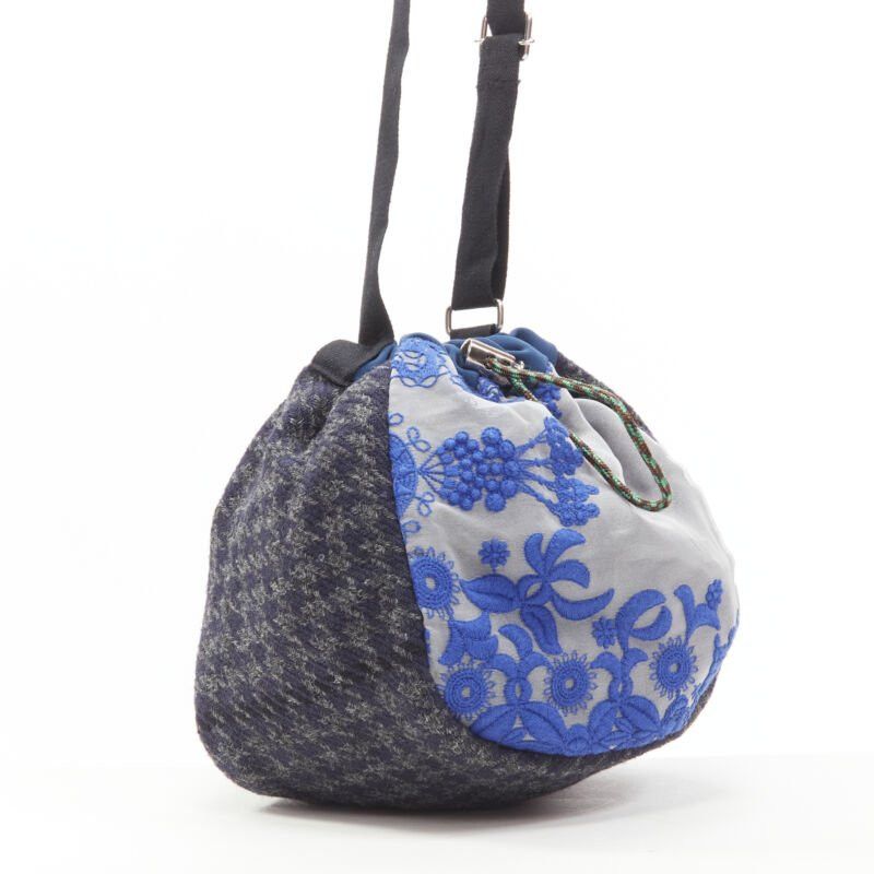 Sacai SACAI Transformable mixed fabric wool drawstring bucket crossbody tote bag Size ONE SIZE - 1 Thumbnail