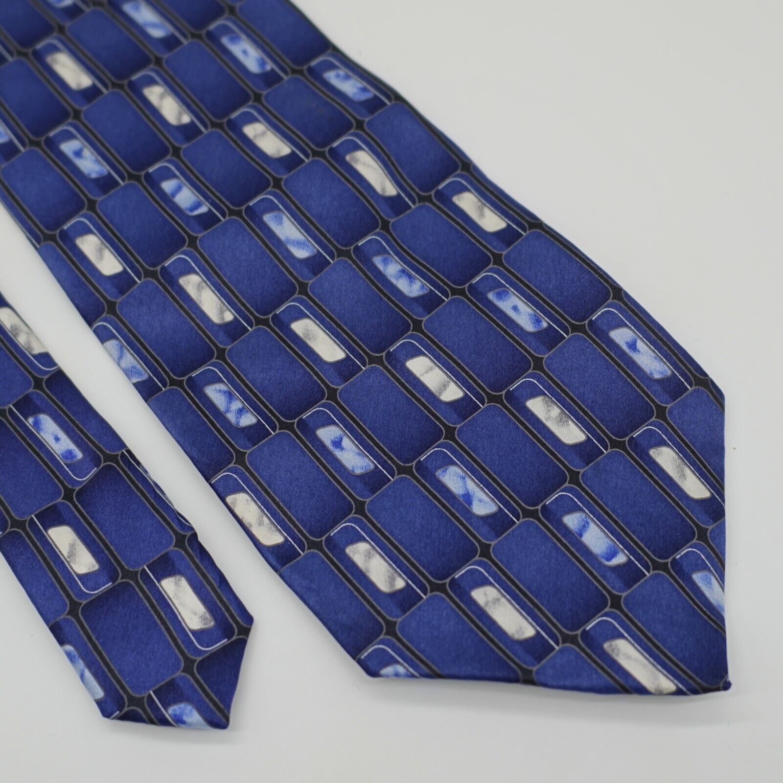 Stafford Stafford Blue Print Geometric Abstract Wide Silk Tie Size ONE SIZE - 1 Thumbnail