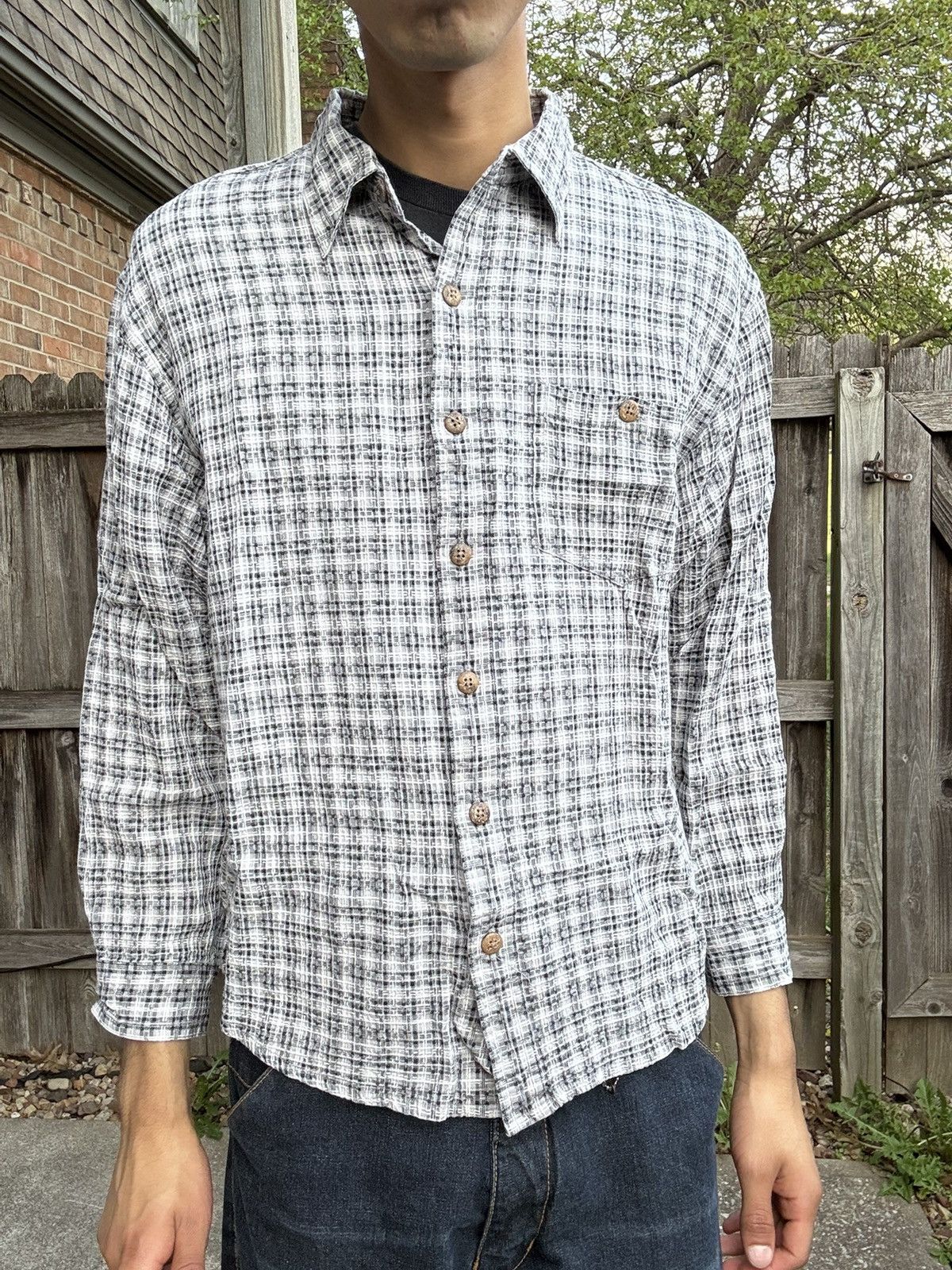 Vintage Vtg Bungalow Bouquet Tweed / Check Flannel Overshirt Size US L / EU 52-54 / 3 - 1 Thumbnail