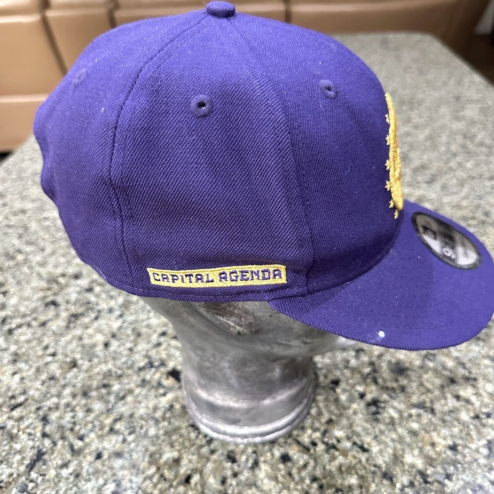 New Era VINTAGE Capital Agenda Cap Snap Back Wool Hat Men New Era 9FIFTY Purple Gold Embroidered Adjustable 9FIFTY Mens Cap Size ONE SIZE - 3 Thumbnail