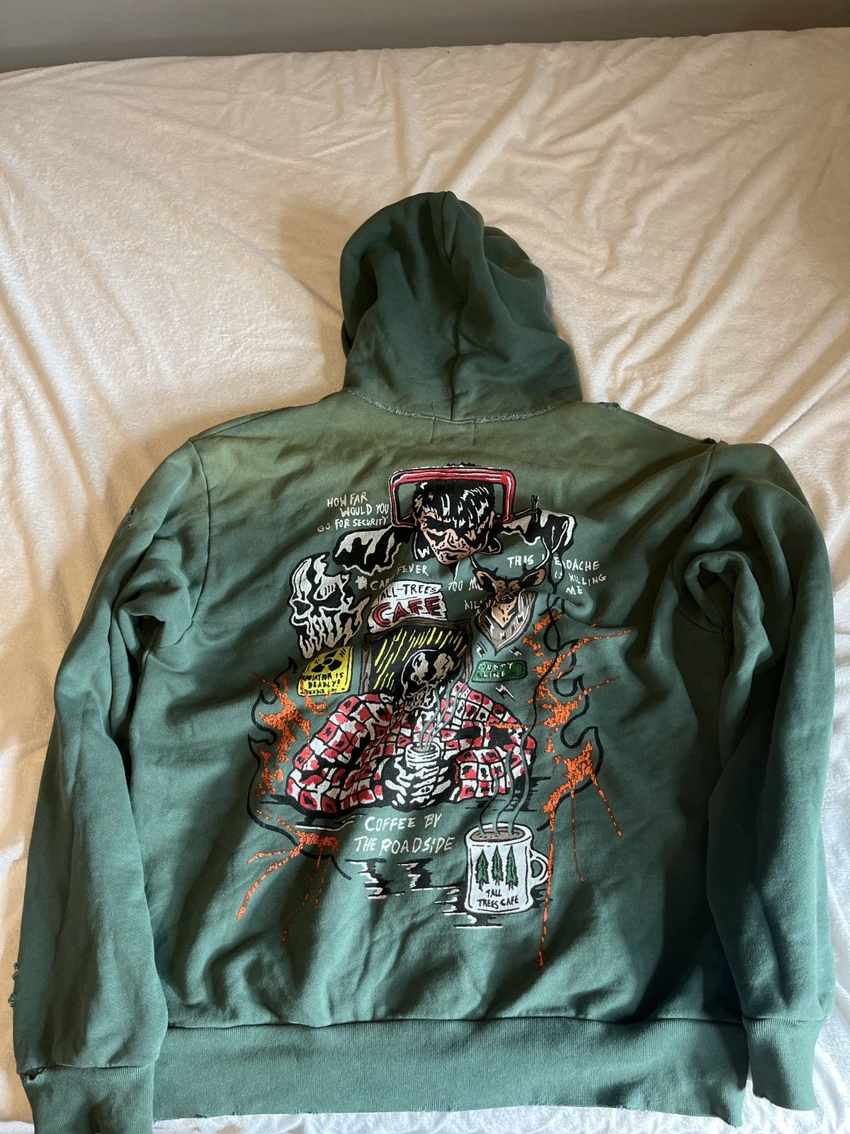 Warren Lotas Warren Lotas Coffee By The Roadside hoodie distressed ...