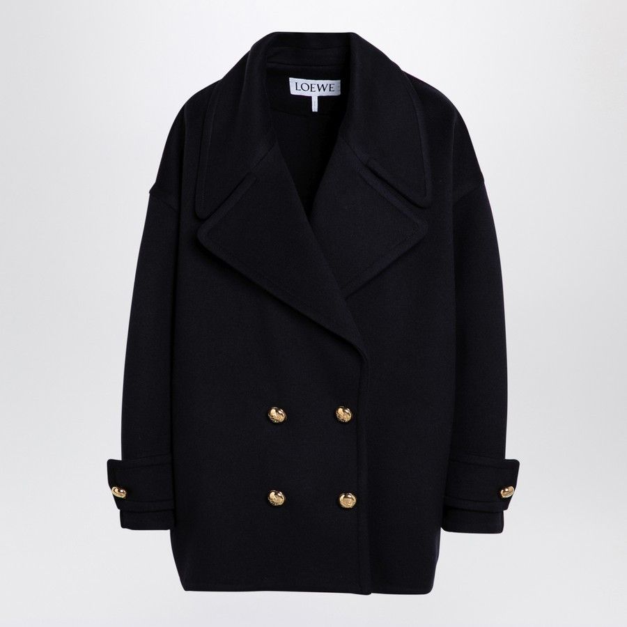 Loewe o1d2blof0824 Wool Double-Breasted Coat in Navy Blue Size XS / US 0-2 / IT 36-38 - 1 Thumbnail