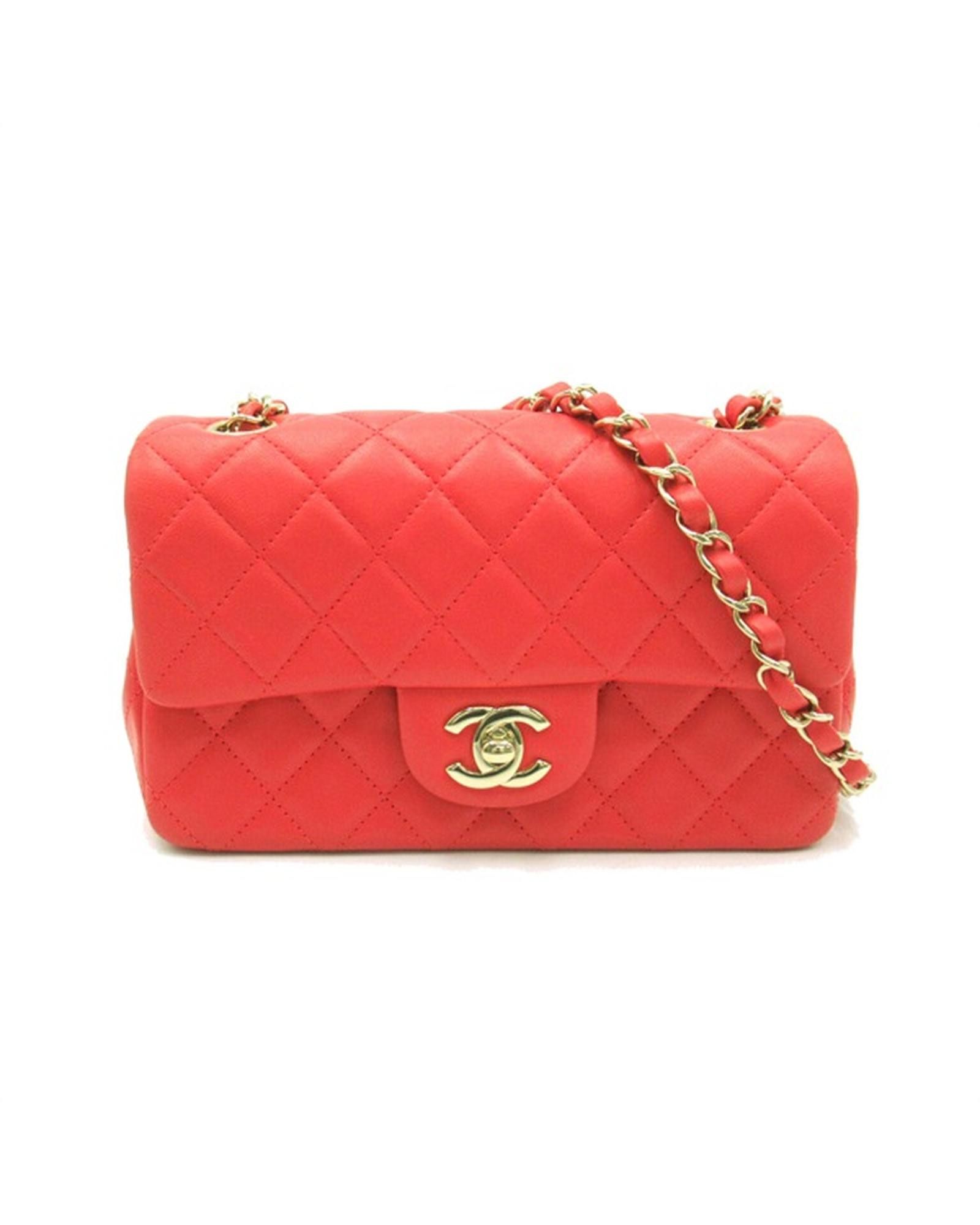 image of Pink Mini Classic Square Flap Bag With Cc Logo By Chanel, Women's