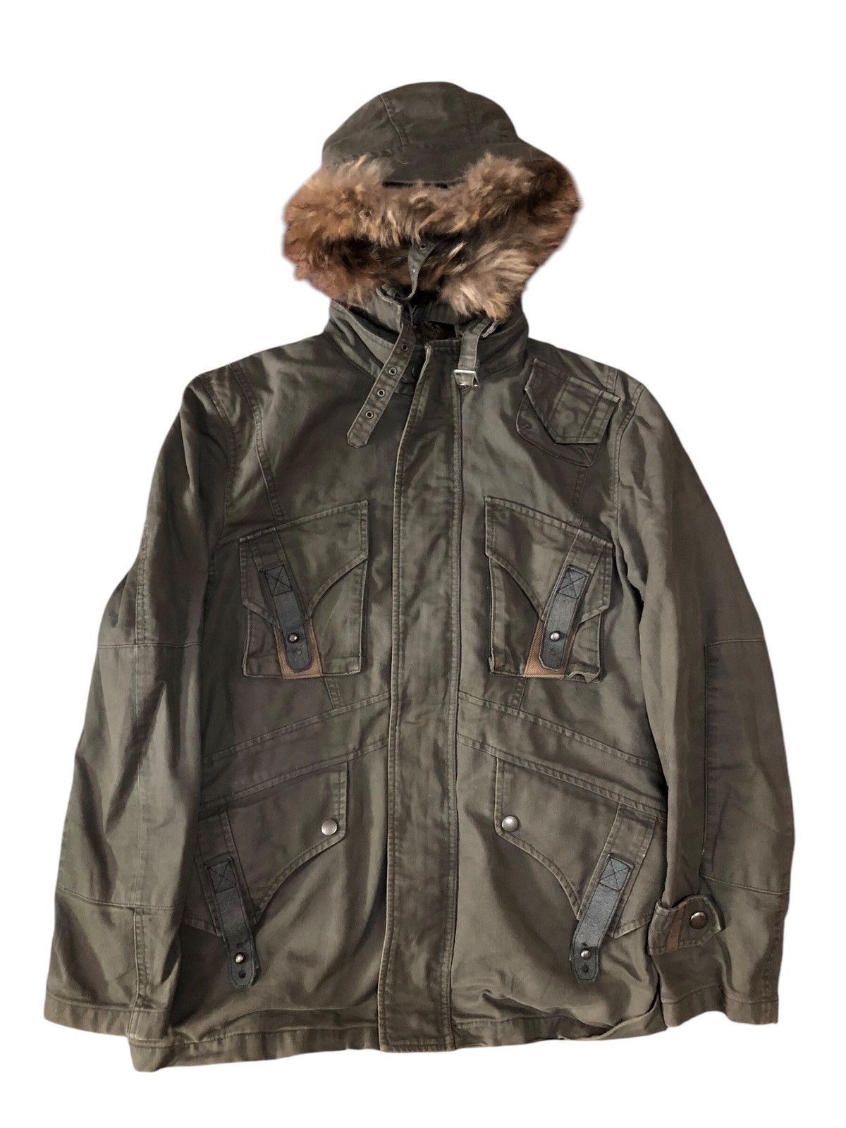 PPFM raccon fur Hooded Punk Rockabilly Jacket