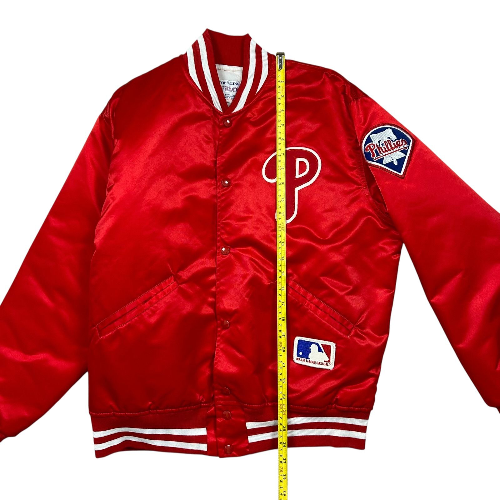 MLB VTG 90s PHILADELPHIA PHILLIES FELCO SATIN BOMBER JACKET Size US L / EU 52-54 / 3 - 9 Thumbnail