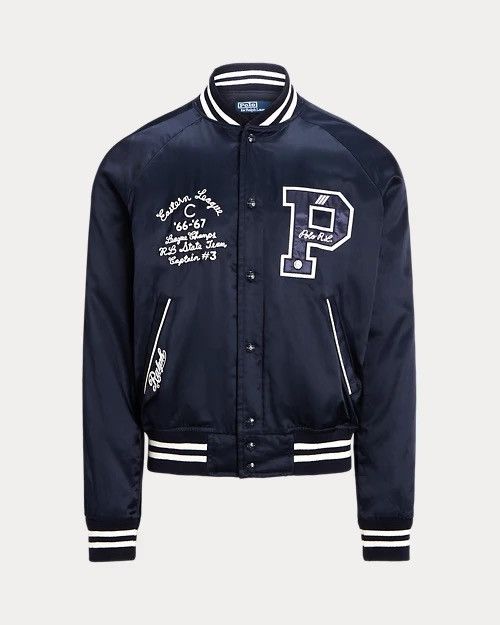 Polo Ralph Lauren Polo Ralph Lauren Satin Letterman Varisty Jacket Navy Large Size US L / EU 52-54 / 3 - 1 Thumbnail