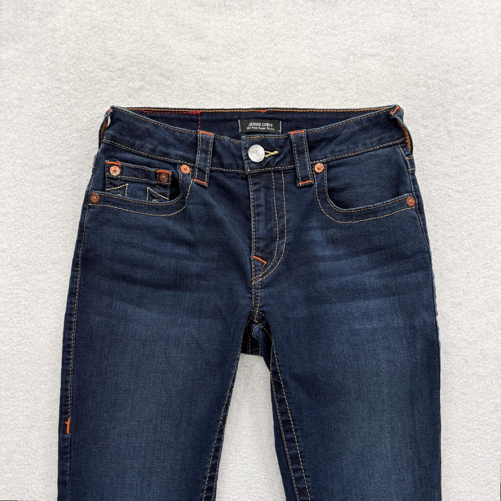 True Religion True Religion Jeans Skinny 27 Blue Dark Wash Mid Rise Womens 5-Pocket Denim Zip Slim Stretch Y2K Vintage No Size 27" / US 4 / IT 40 - 2 Thumbnail