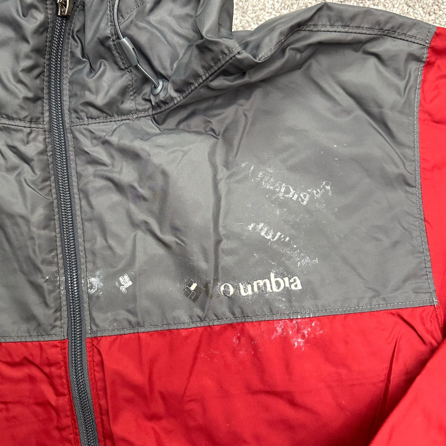 Vintage Columbia Water Light II Windbreaker Jacket Mens Large Red Gray Full Zip Hooded Jacket Regular Size US L / EU 52-54 / 3 - 4 Thumbnail