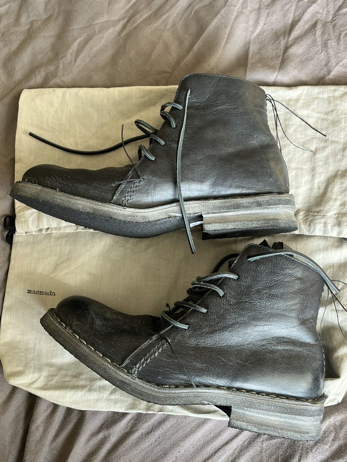 Masnada Masnada Ankle Chain-stitched heel seam boots in lead Size US 9.5 / EU 42-43 - 2 Thumbnail