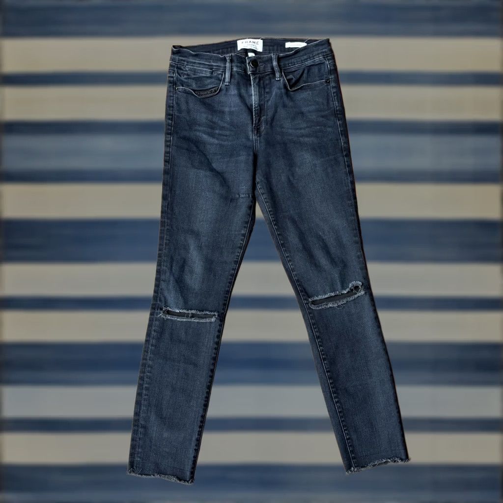 Frame FRAME Le High Skinny Raw Hem Jeans Women's 28 Black Wash Medium? Regular? Size 28 Black FRAME Le High Skinny Jeans Womens 28 Black Wash Size 28" / US 6 / IT 42 - 1 Thumbnail