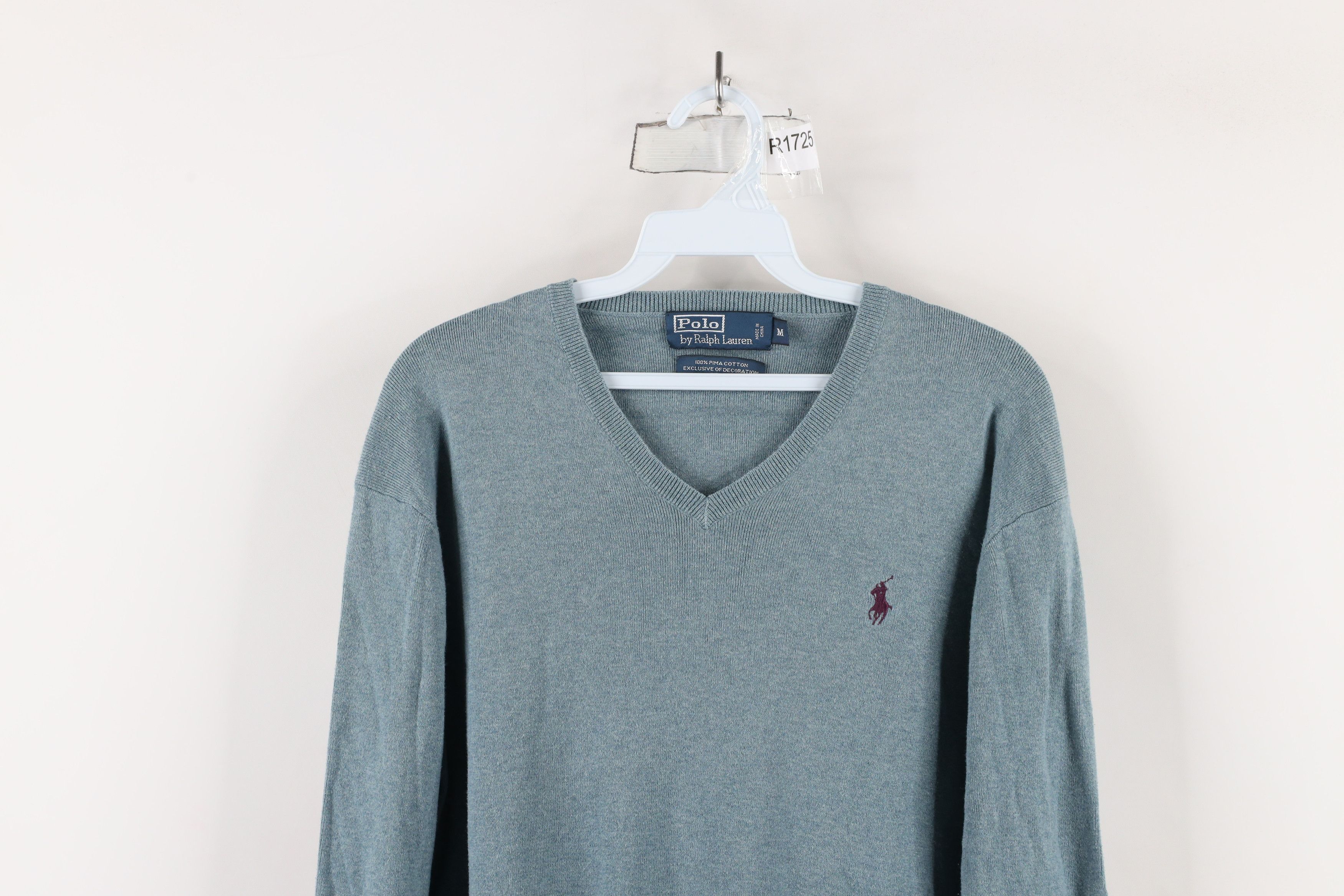 Ralph Lauren × Vintage Vintage Ralph Lauren Pima Cotton Ribbed Knit Sweater Teal Size US M / EU 48-50 / 2 - 2 Thumbnail
