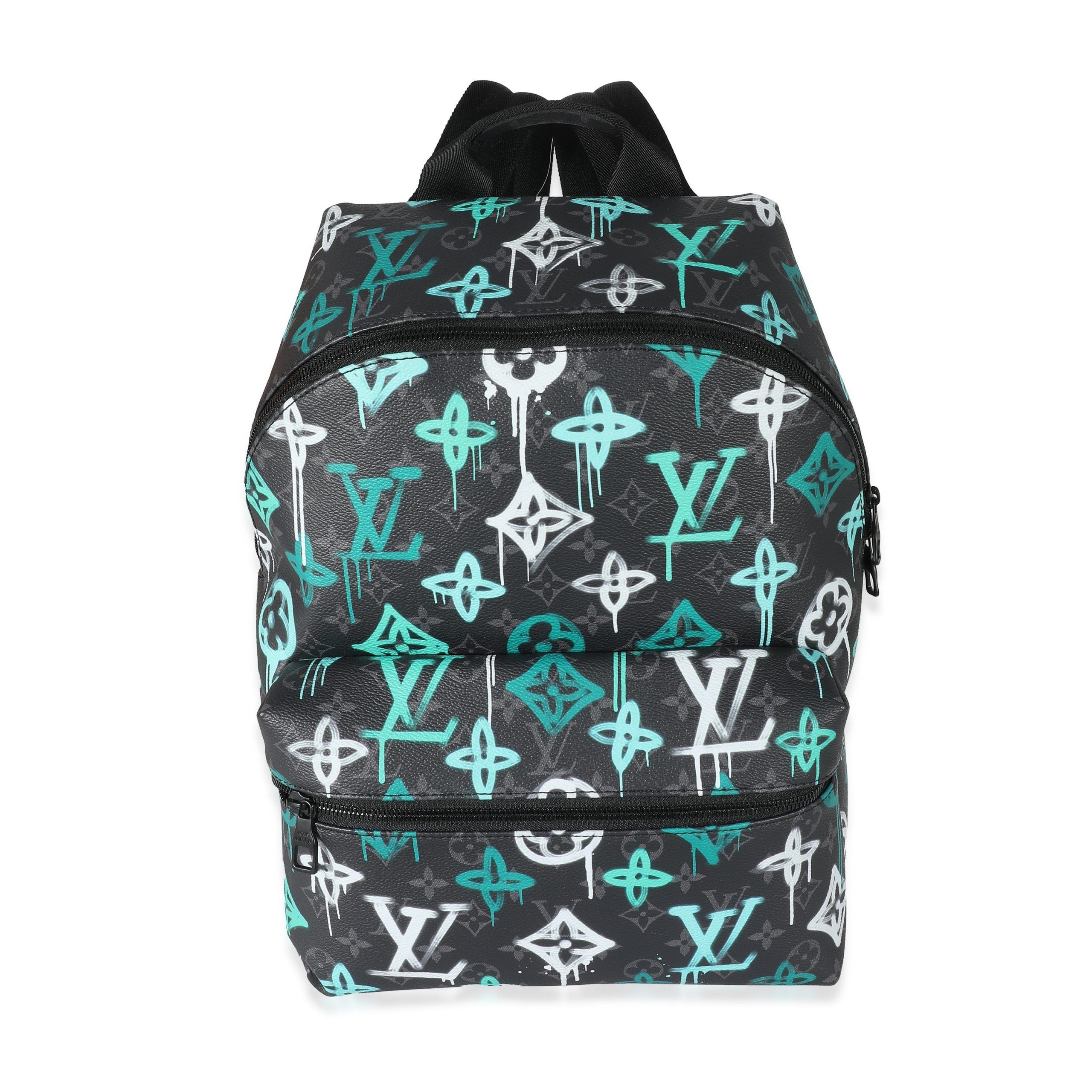 image of Louis Vuitton Graffiti Monogram Eclipse Canvas Discovery Backpack in Black, Women's