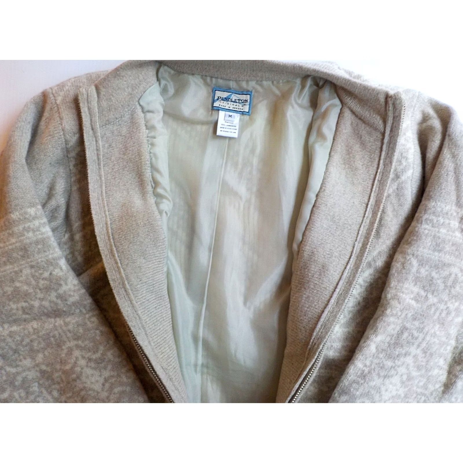 Pendleton Pendleton Originals Full Zip Sweater Jacket 100% Lambswool Tan Medium Beige Women Adult M Size M / US 6-8 / IT 42-44 - 3 Thumbnail