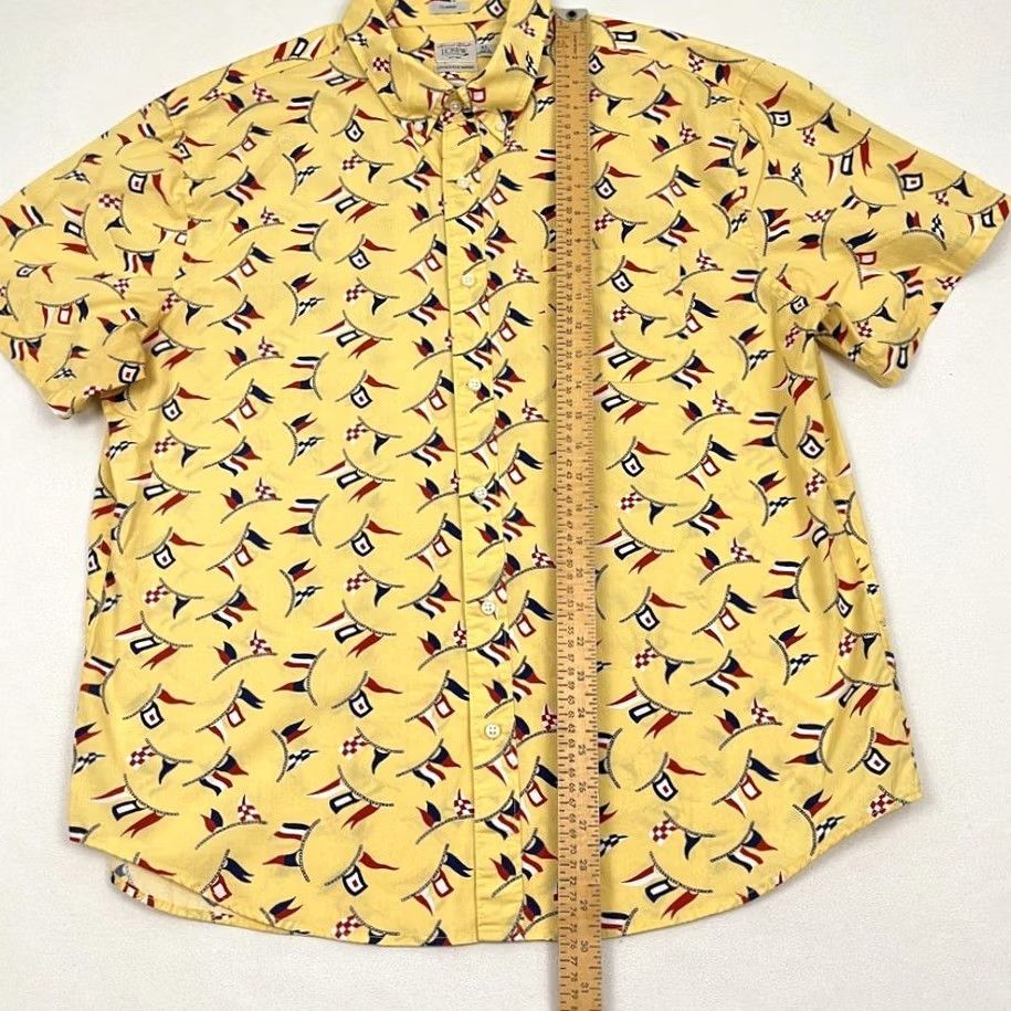 J.Crew J.CREW Shirt Mens XL Yellow Flag Sailing Nautical 100's 2-Ply Yarns Button-Up Short Sleeve Casual Classic Outdoor Size US XL / EU 56 / 4 - 4 Thumbnail