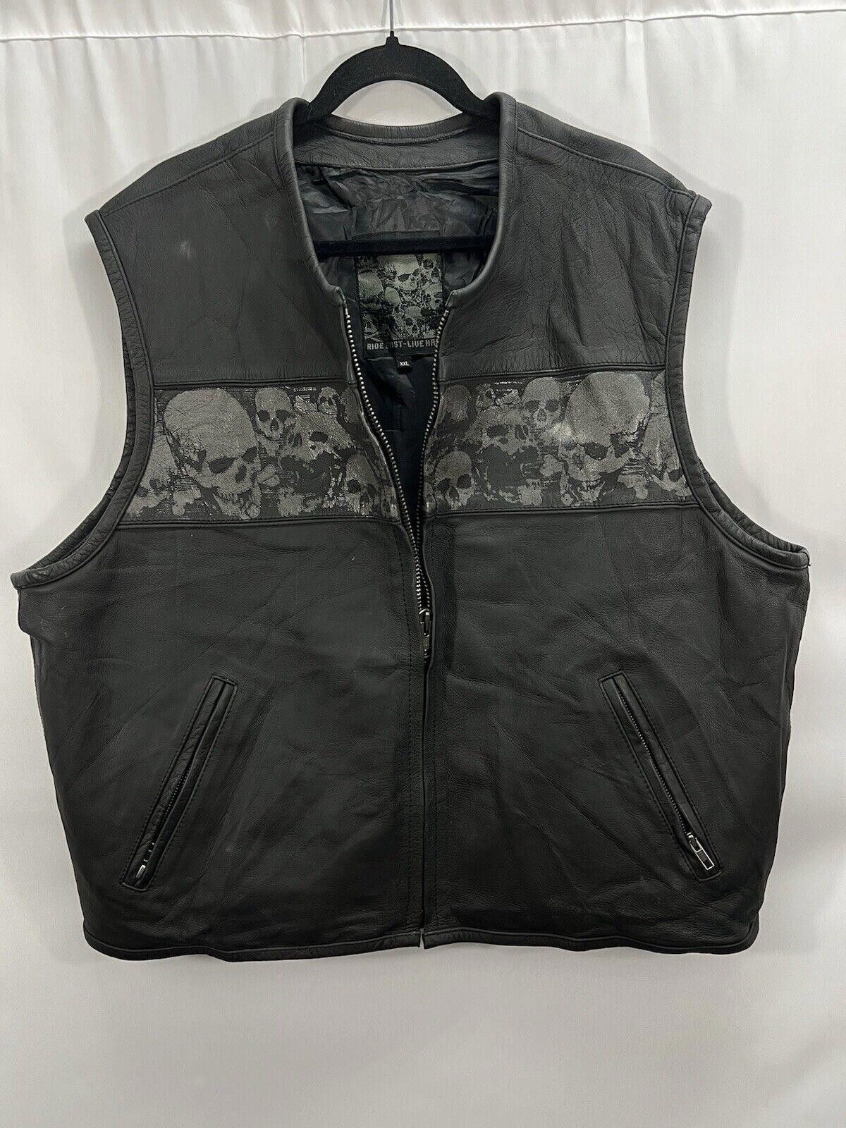 Designer Motorcycle Leather Reflect Vest,Conceal Pockets,Size XXL,#TG Size US XXL / EU 58 / 5 - 1 Thumbnail