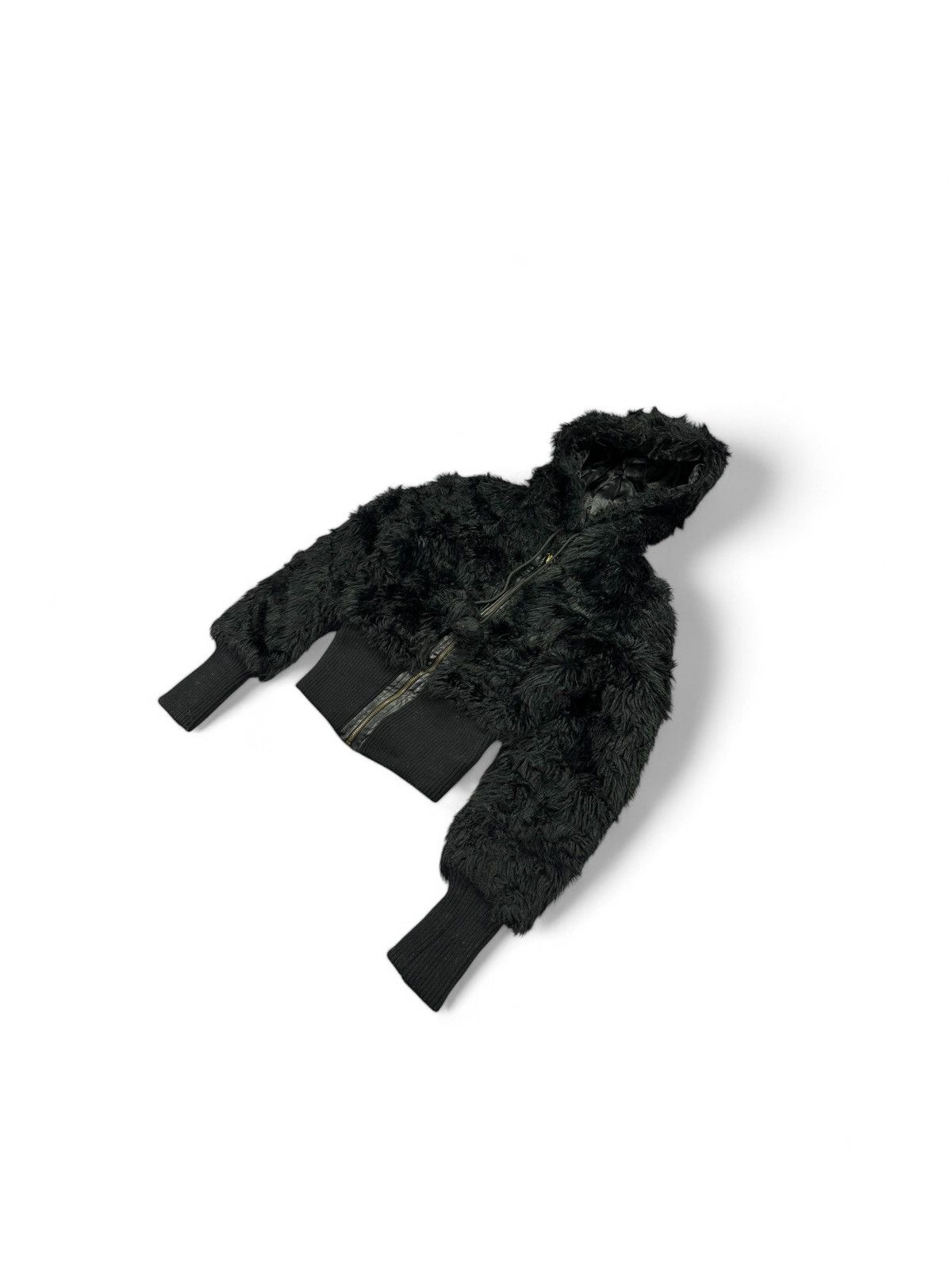 Vintage Cropped Vintage fluffy Faux Fur bomber jacket Size XS / US 0-2 / IT 36-38 - 3 Thumbnail