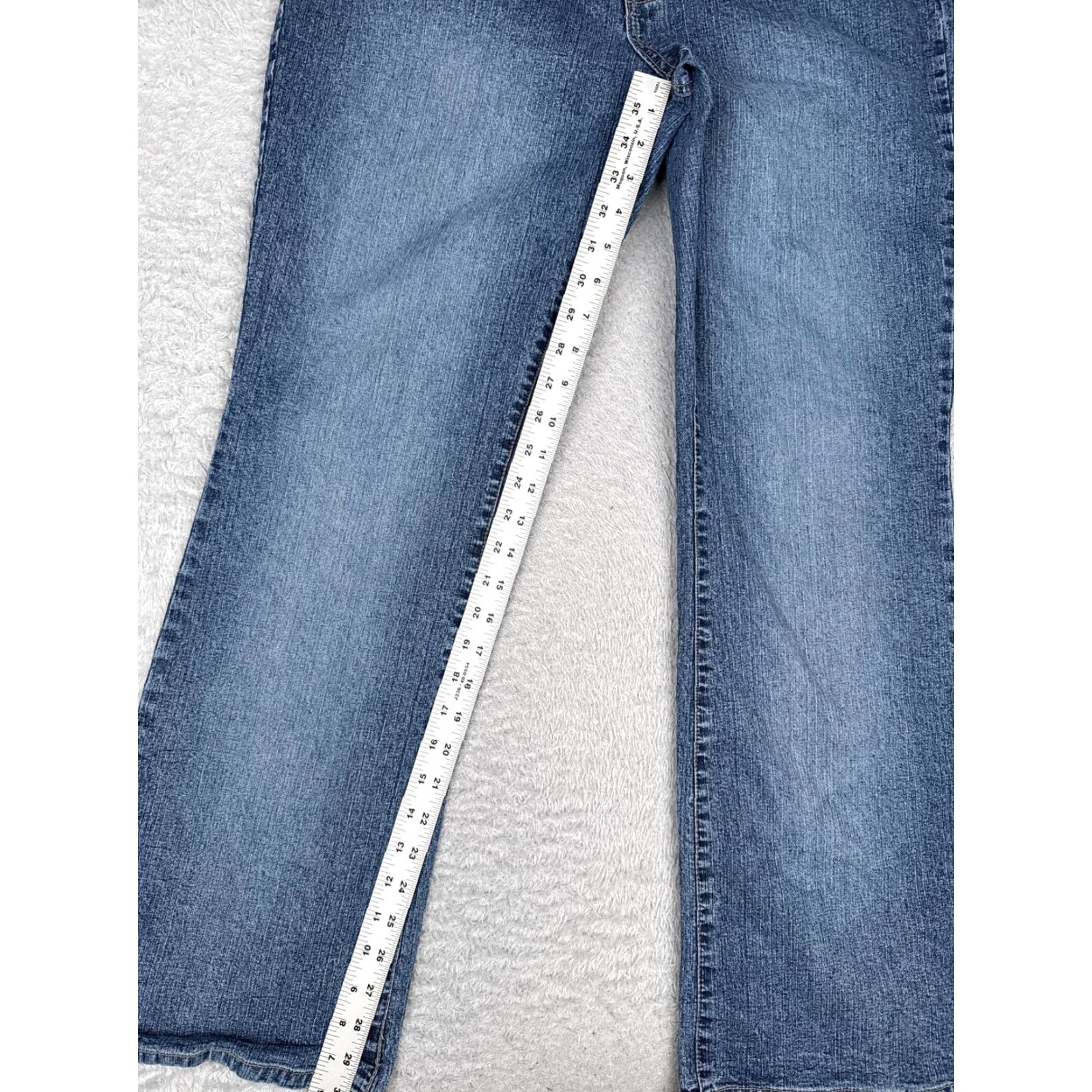 Denime Duplex Jeans Womens 14 Blue Bootcut Mid Rise Denim Embroidered Studded 31x31 Jeans Women's Blue Bootcut 31 Inseam Casual Everyday Denim Size 36" / US 14 / IT 50 - 7 Thumbnail