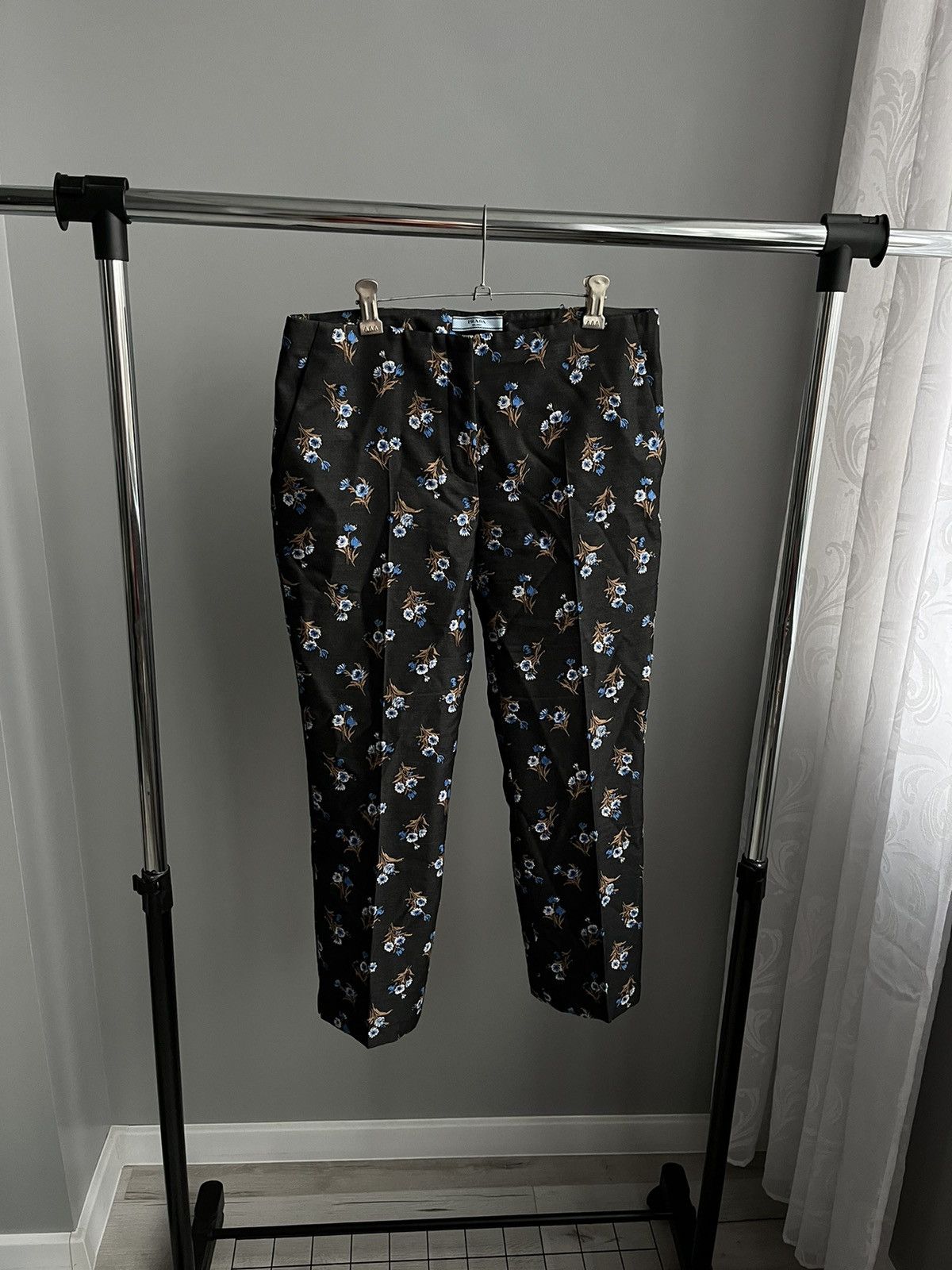 Prada Prada Wool Silk Embroidered Monogram Flowers Chino Pants 42 Size 28" / US 6 / IT 42 - 1 Thumbnail