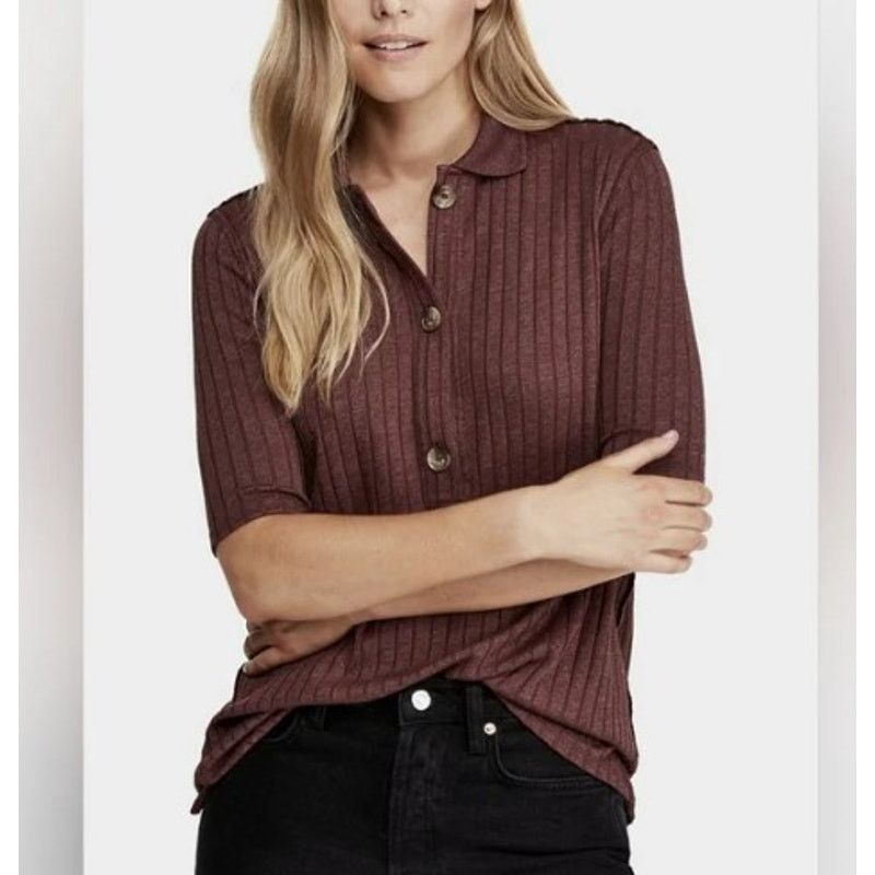 Free People Free People Short Sleeve Mahogany Collared Tunic - XS Size XS / US 0-2 / IT 36-38 - 1 Thumbnail
