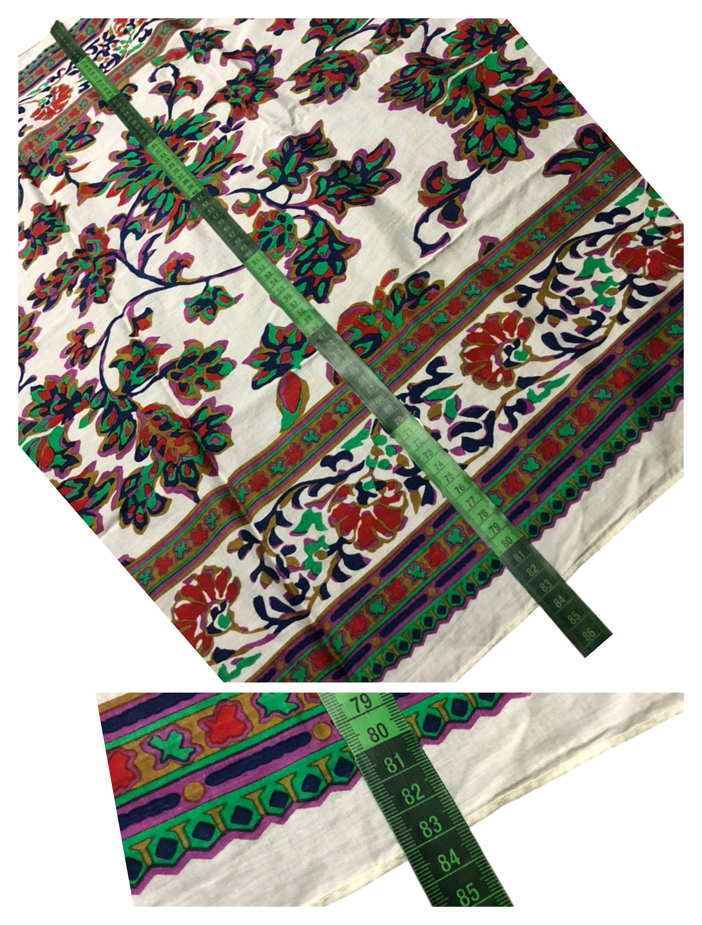 Yves Saint Laurent Vintage Yves Saint Laurent Cotton Shawl Scarf Flowers Design Size ONE SIZE - 13 Thumbnail
