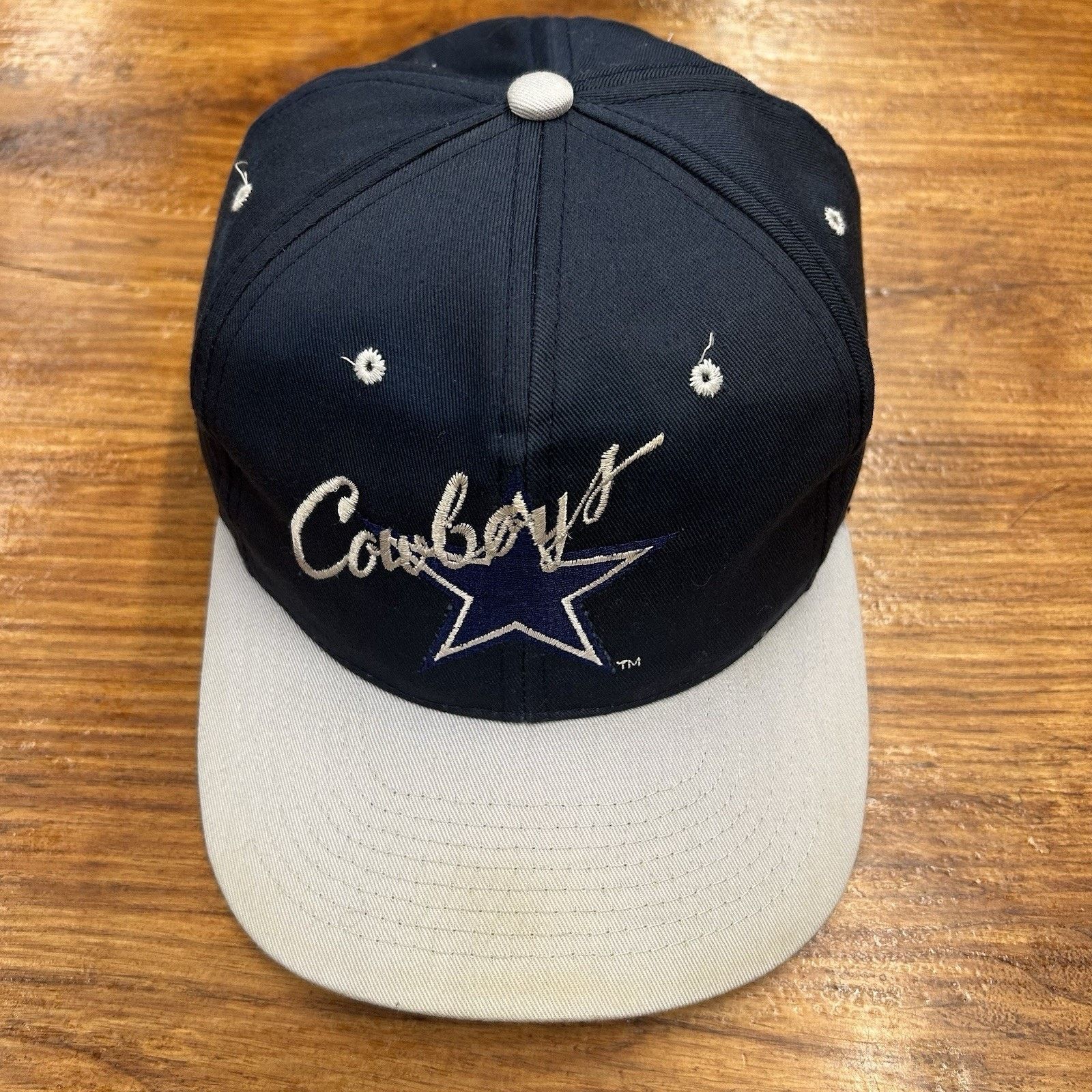 & Other Stories 90’s Navy NFL Dallas Cowboys Script Text Snap Back Hat Size ONE SIZE - 2 Thumbnail
