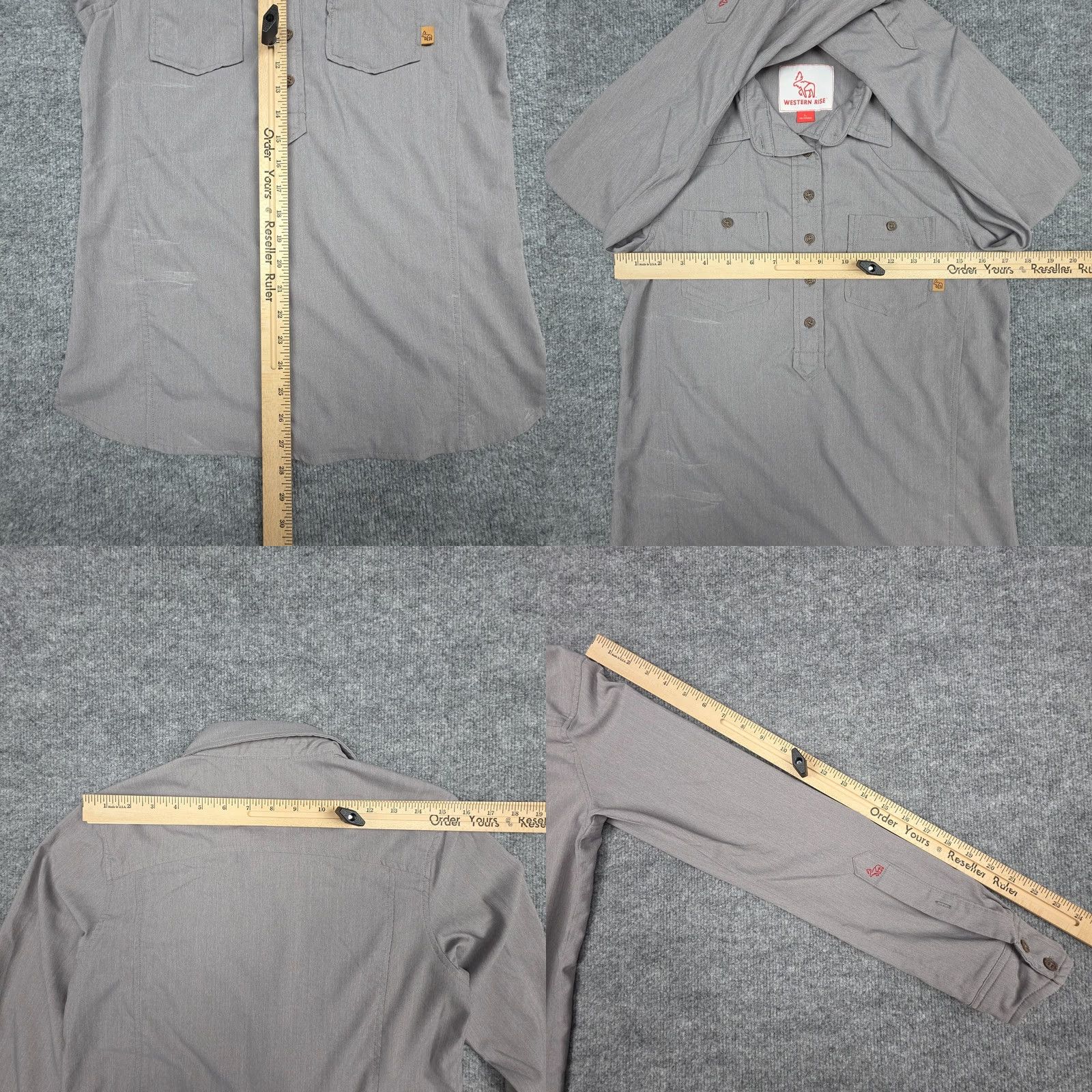 Vintage Western Rise Shirt Men's Large Gray Button Long Sleeve Pocket Nylon Blend Size US L / EU 52-54 / 3 - 9 Thumbnail