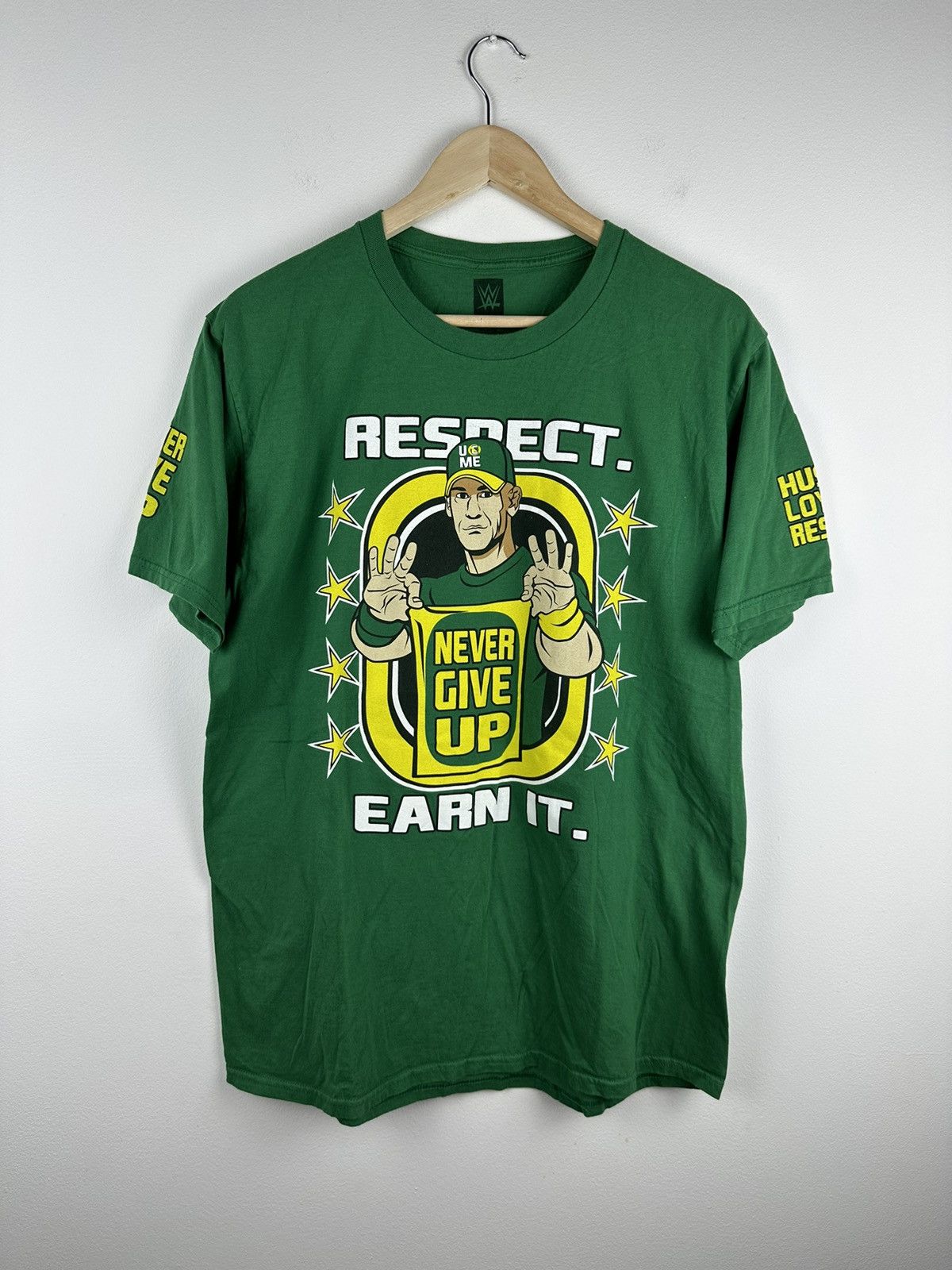 image of Vintage Style John Cena Hustle Ucsm T-Shirt Wwe in Green, Men's (Size Medium)
