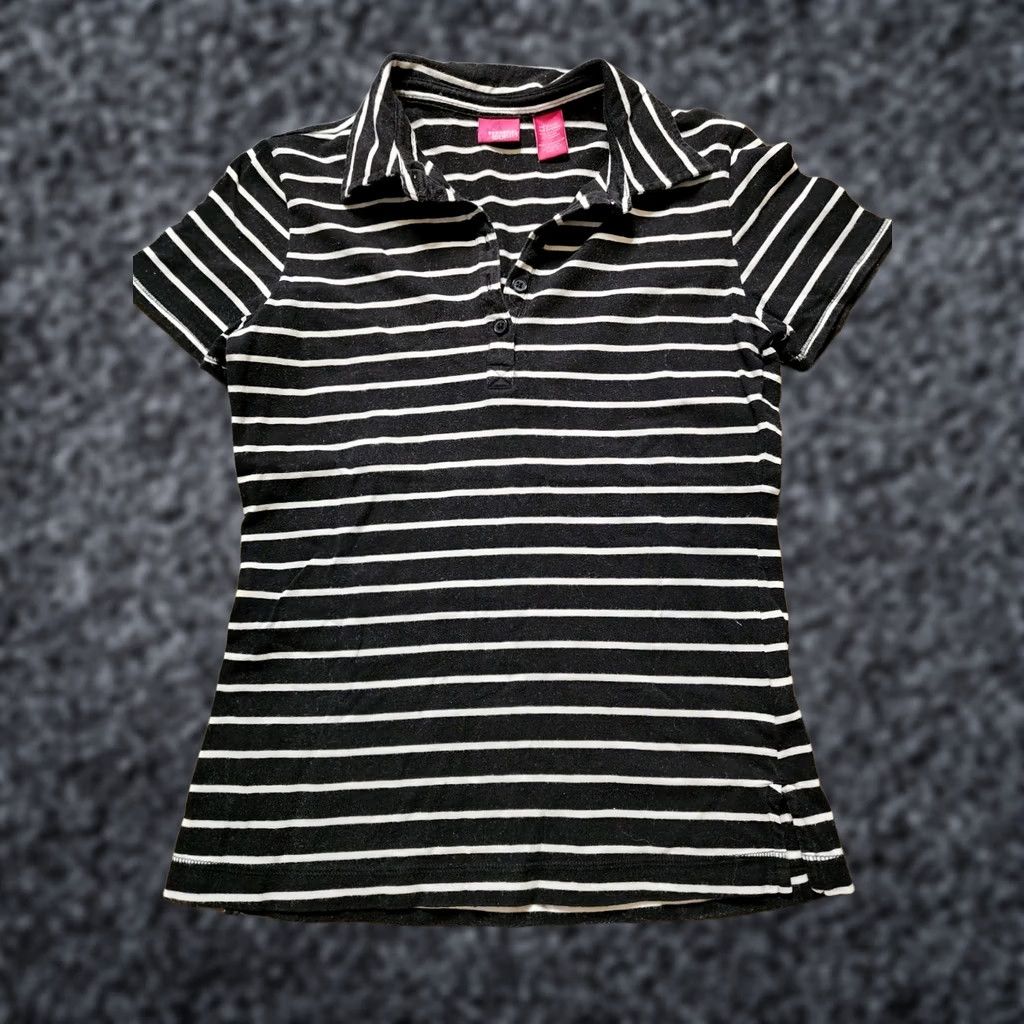 Vintage VINTAGE Personal Identity Polo Shirt Juniors M Black & White Striped Polo Shirt Boys & Girls? (Note: This is not following constraint. Provide final.) Size M / US 6-8 / IT 42-44 - 1 Thumbnail