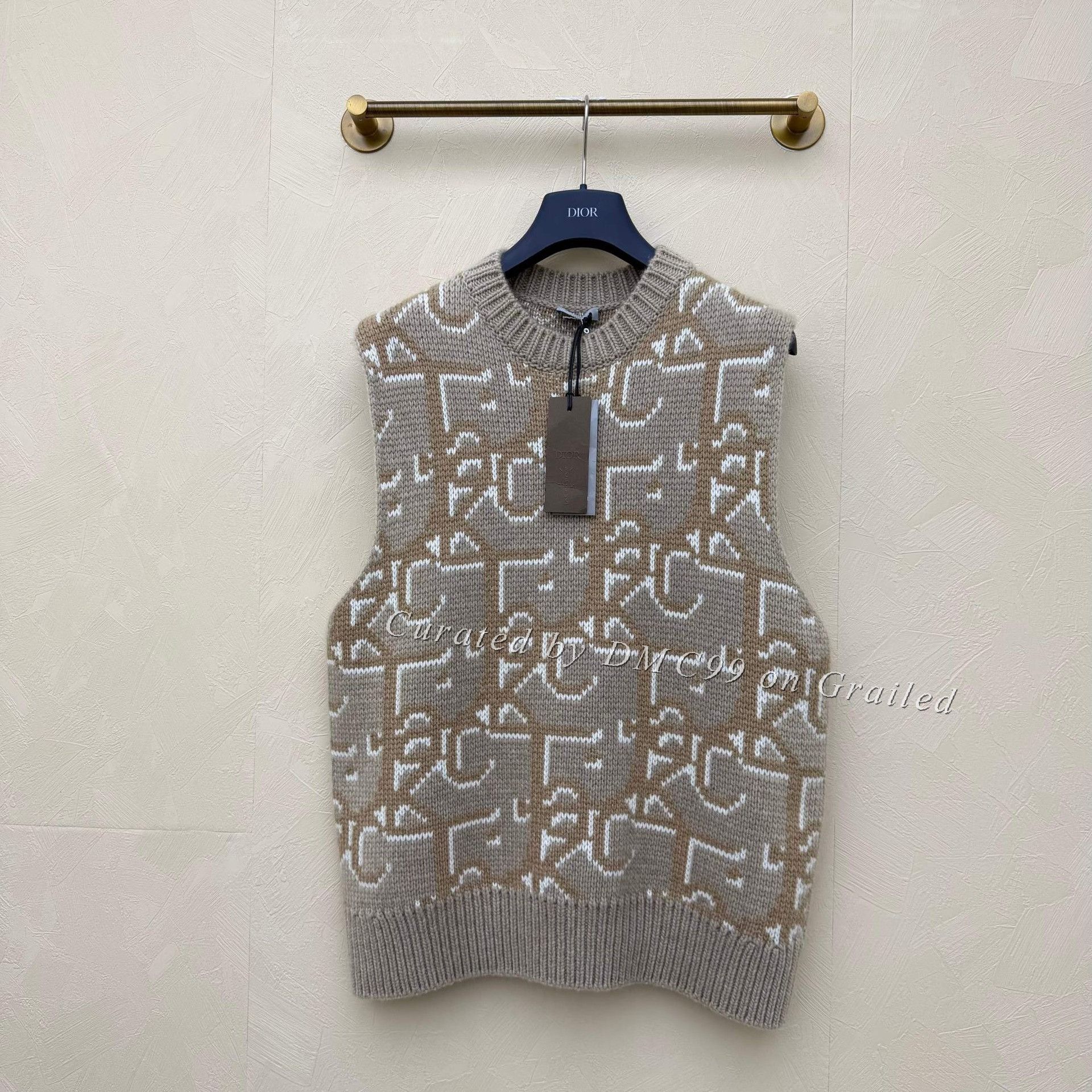 Dior Dior Travis Scott Caramel Monogram Cashmere Vest Size US S / EU 44-46 / 1 - 1 Thumbnail