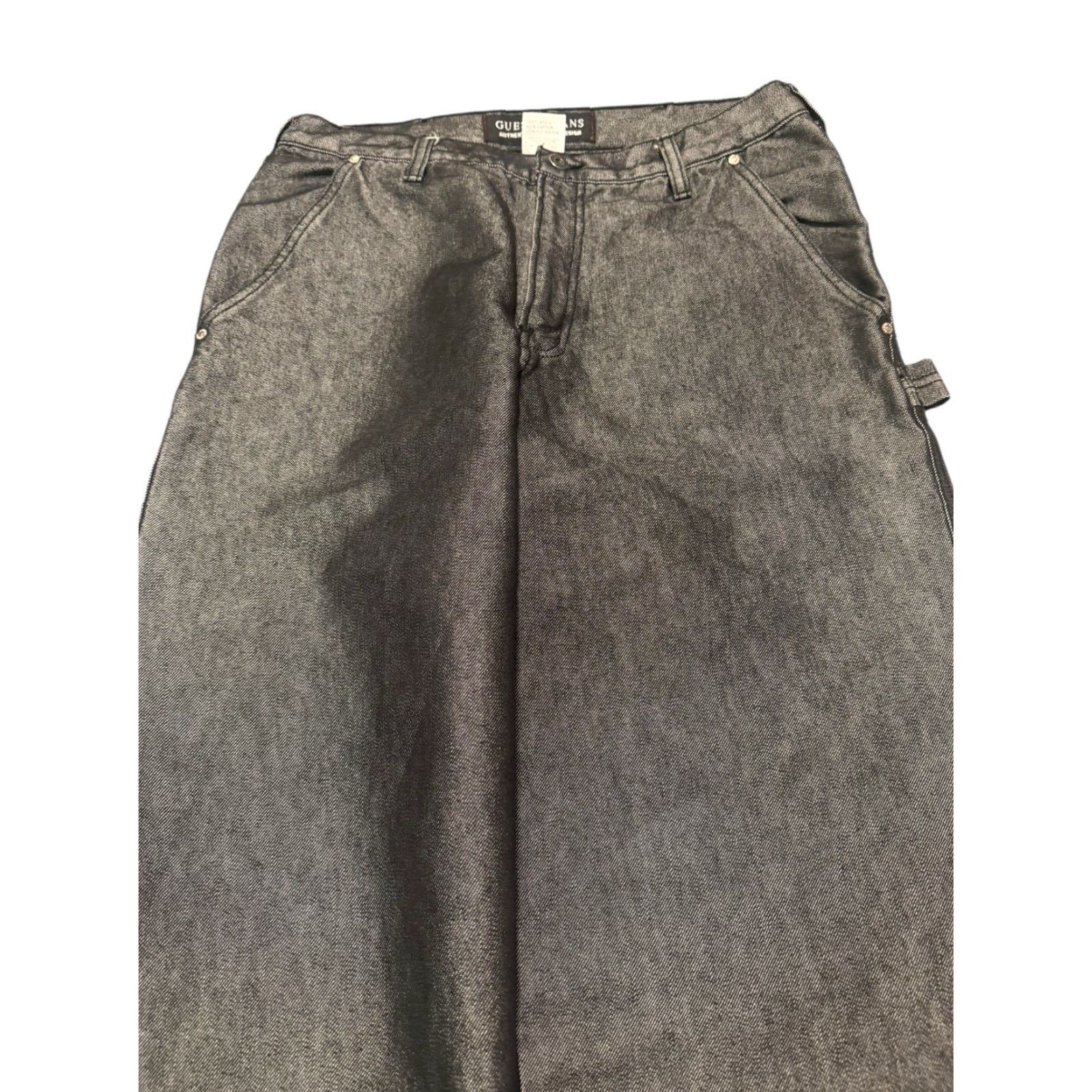 Guess VINTAGE GUESS Jeans Baggy Carpenter Denim Jeans Men 40x32 Black 5-Pocket Regular Straight Skater Metallic USA Mens Size US 40 / EU 56 - 6 Thumbnail