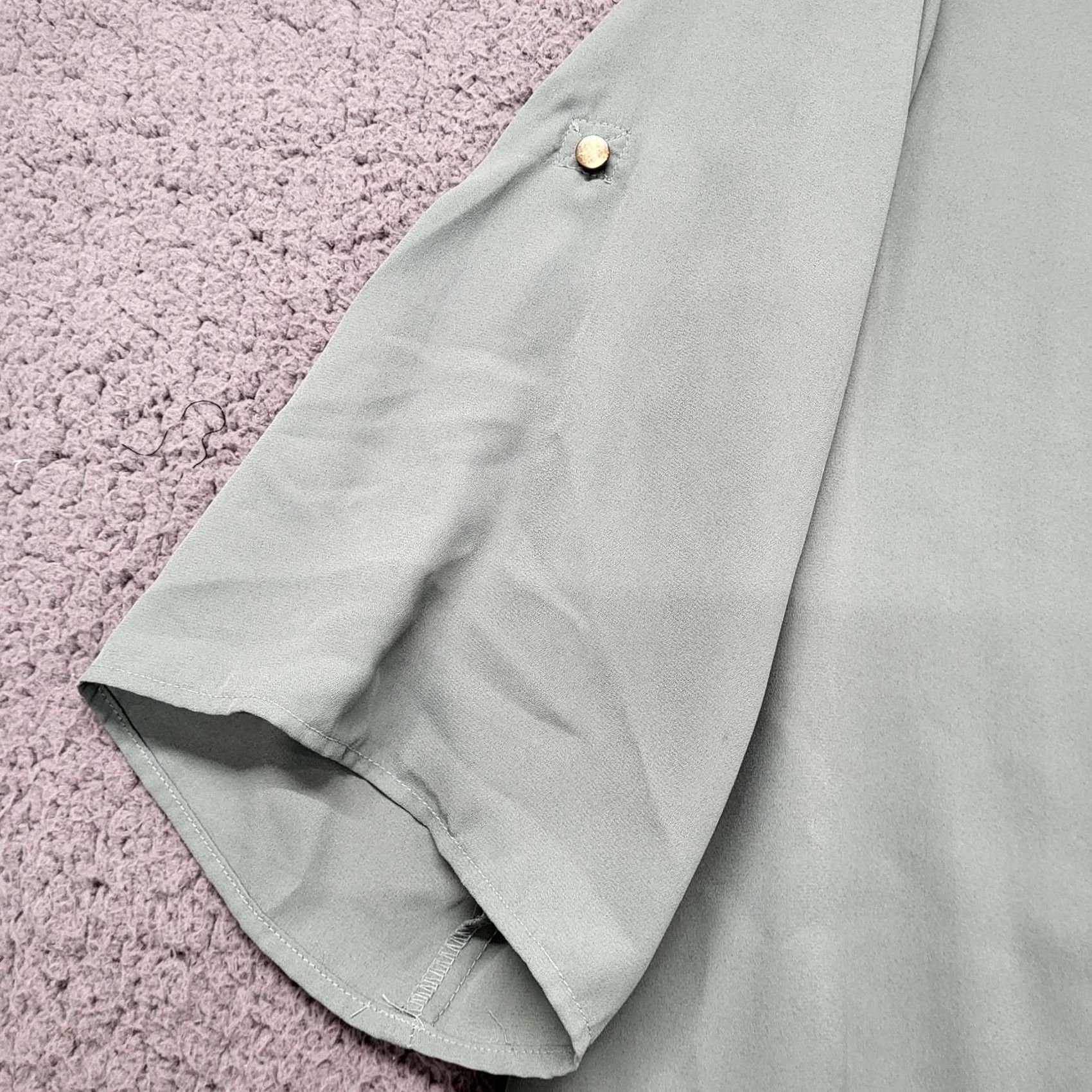 Vintage Misia Blouse Shirt Women's L Sage Green Lightweight Keyhole Short Sleeve Shirt Size L / US 10 / IT 46 - 5 Thumbnail