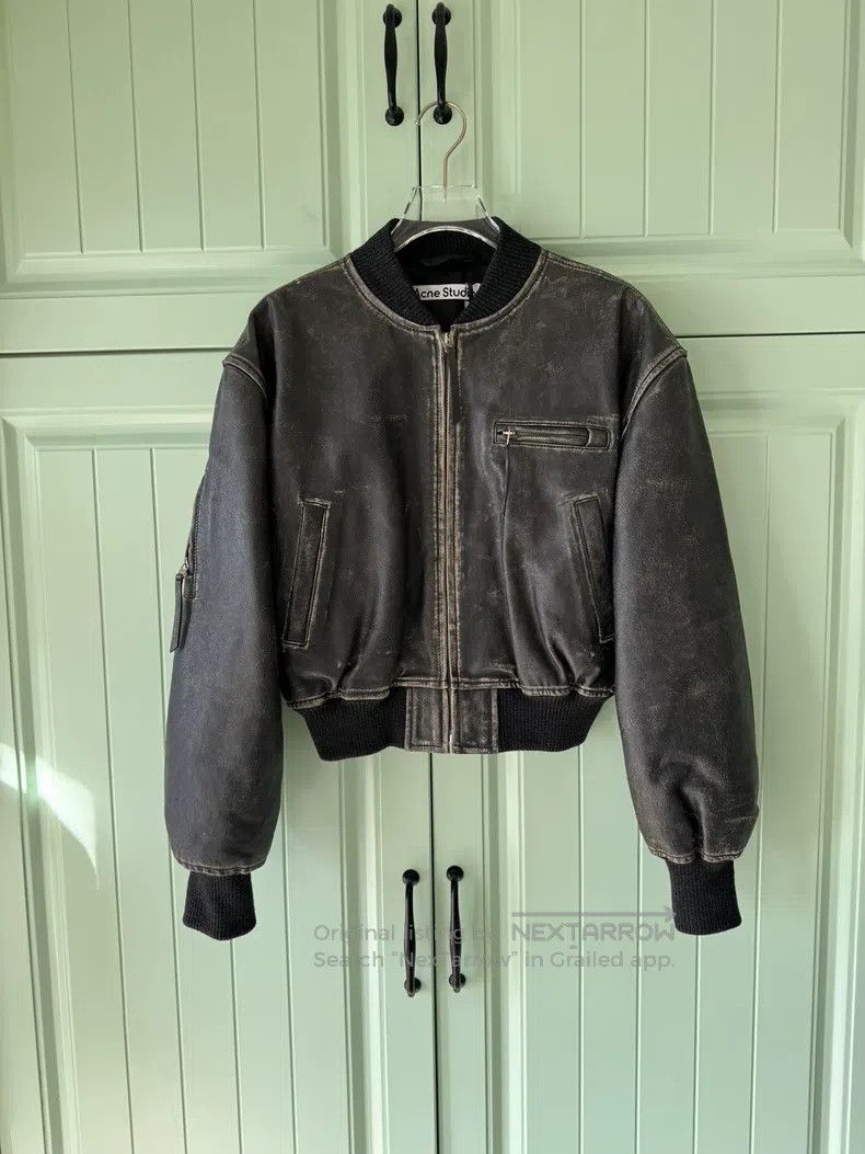 Acne Studios Acne Studios Distressed Leather Jacket, black, 100% cowhid Size XXS / US 00 / IT 34 - 1 Thumbnail