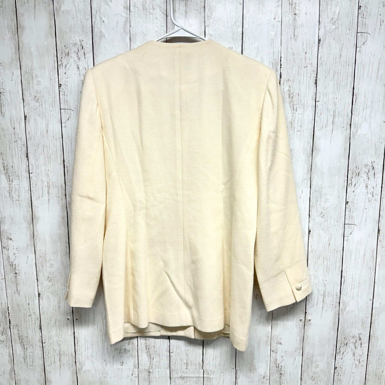 Vintage Kasper for A.S.L. Jacket Size 8 Ivory Button Down 100% Wool Size M / US 6-8 / IT 42-44 - 5 Thumbnail