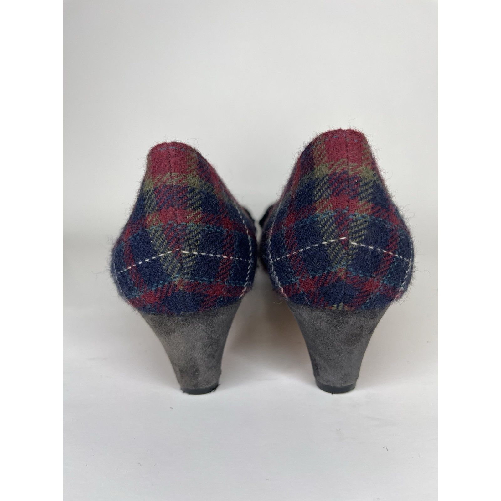 Johnston & Murphy Johnston & Murphy Red Plaid Blue Bow Round Toe Pumps Heels W Size US 10 / IT 40 - 4 Thumbnail