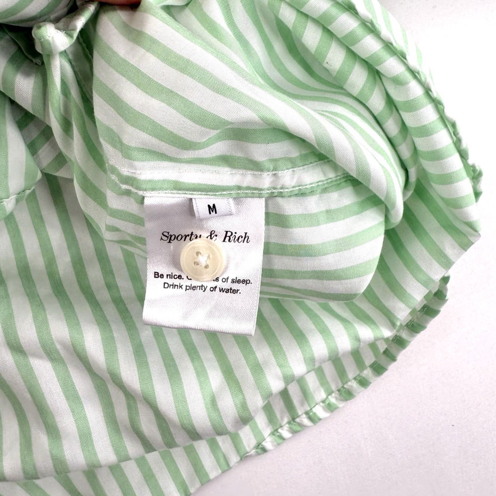 Sporty & Rich Sporty & Rich Shirt Unisex M Green Striped Button-Up Embroidered Collared Long Sleeve Size M / US 6-8 / IT 42-44 - 6 Thumbnail