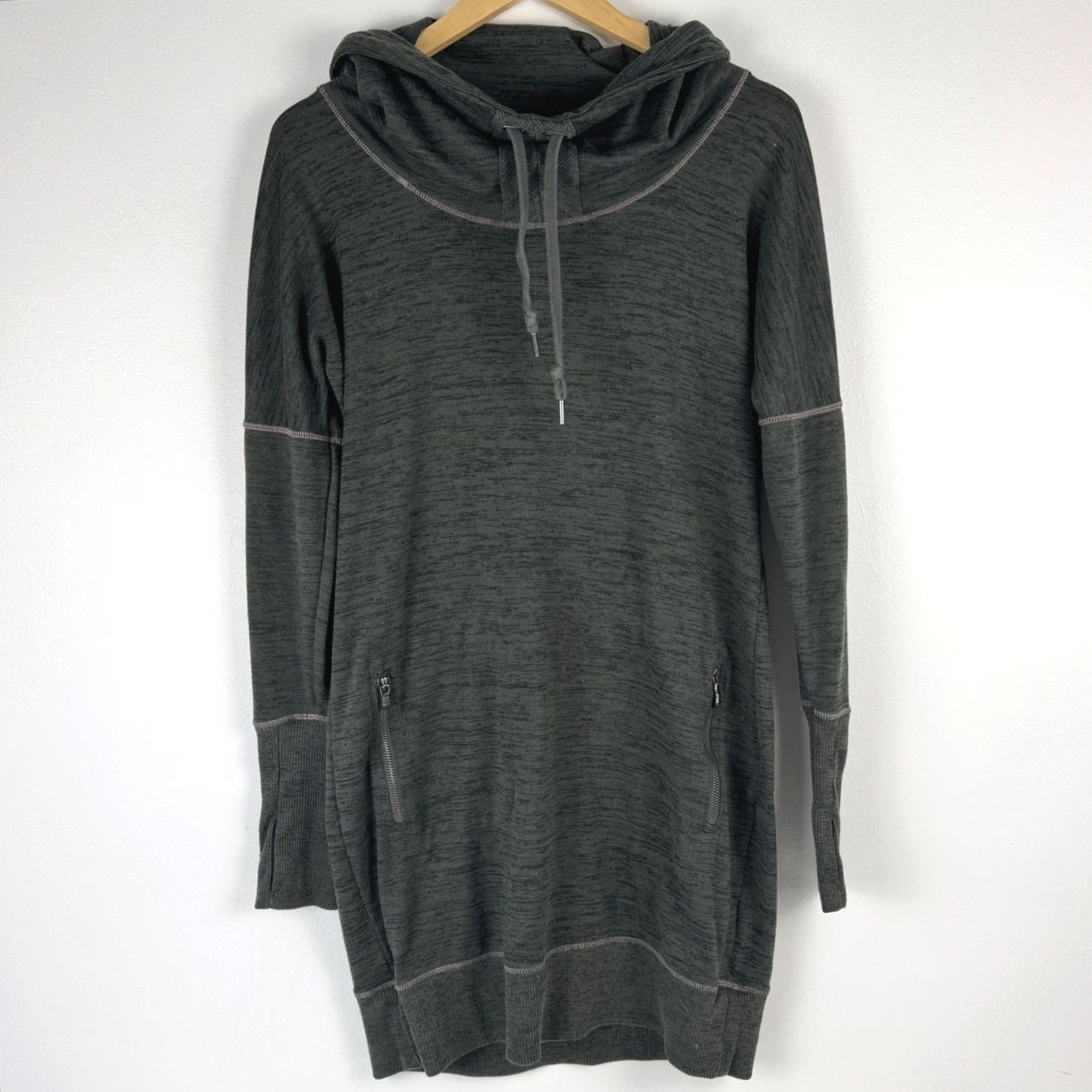 Athleta Athleta Women Dark Gray Heather Cowl Neck Pullover Hoodie Zipper Pocket M Size M / US 6-8 / IT 42-44 - 2 Thumbnail