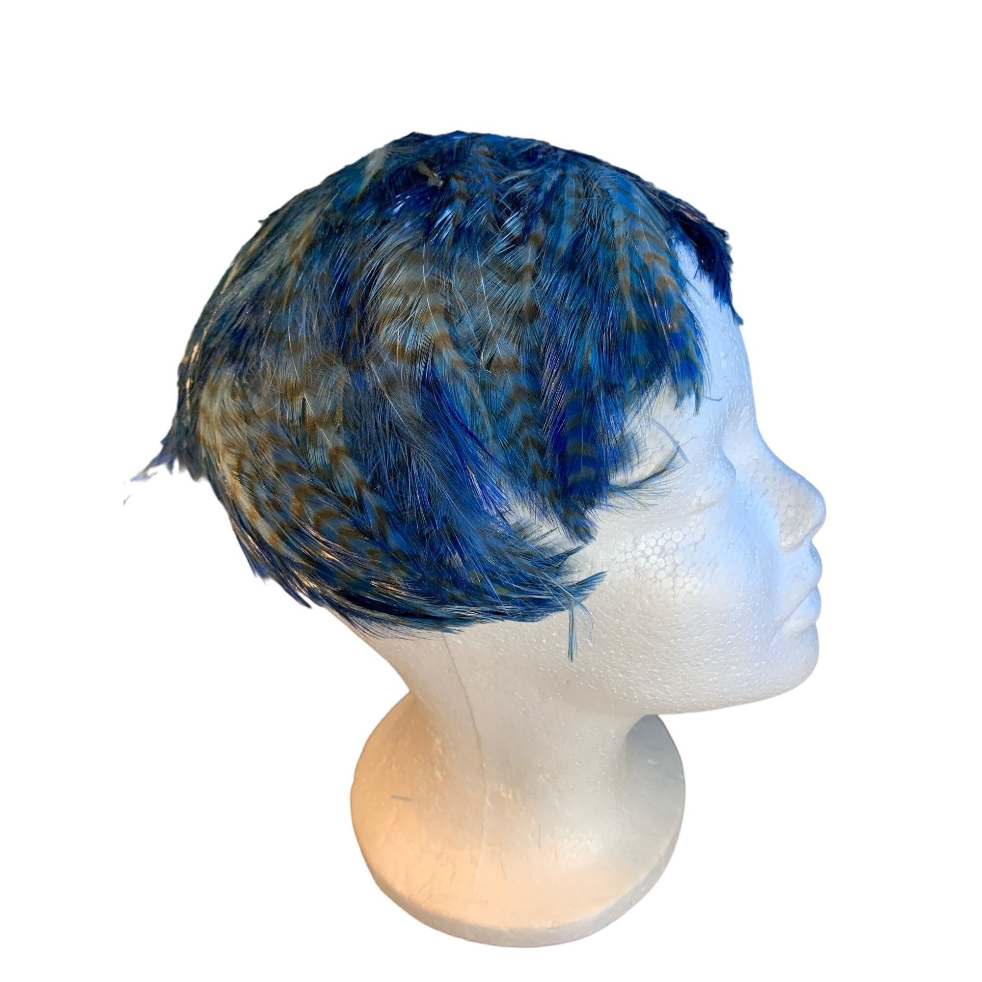 Other Ladies Blue Feathers Hat Vintage Size ONE SIZE - 1 Thumbnail