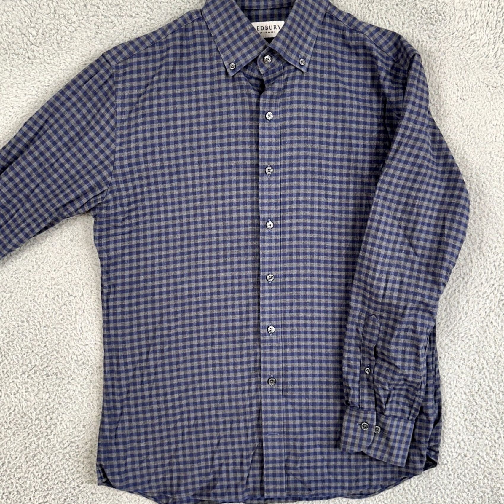 Vintage Ledbury Shirt Flannel Mens Medium Gray Blue Plaid Tailored Button Up Long Sleeve Size US M / EU 48-50 / 2 - 2 Thumbnail