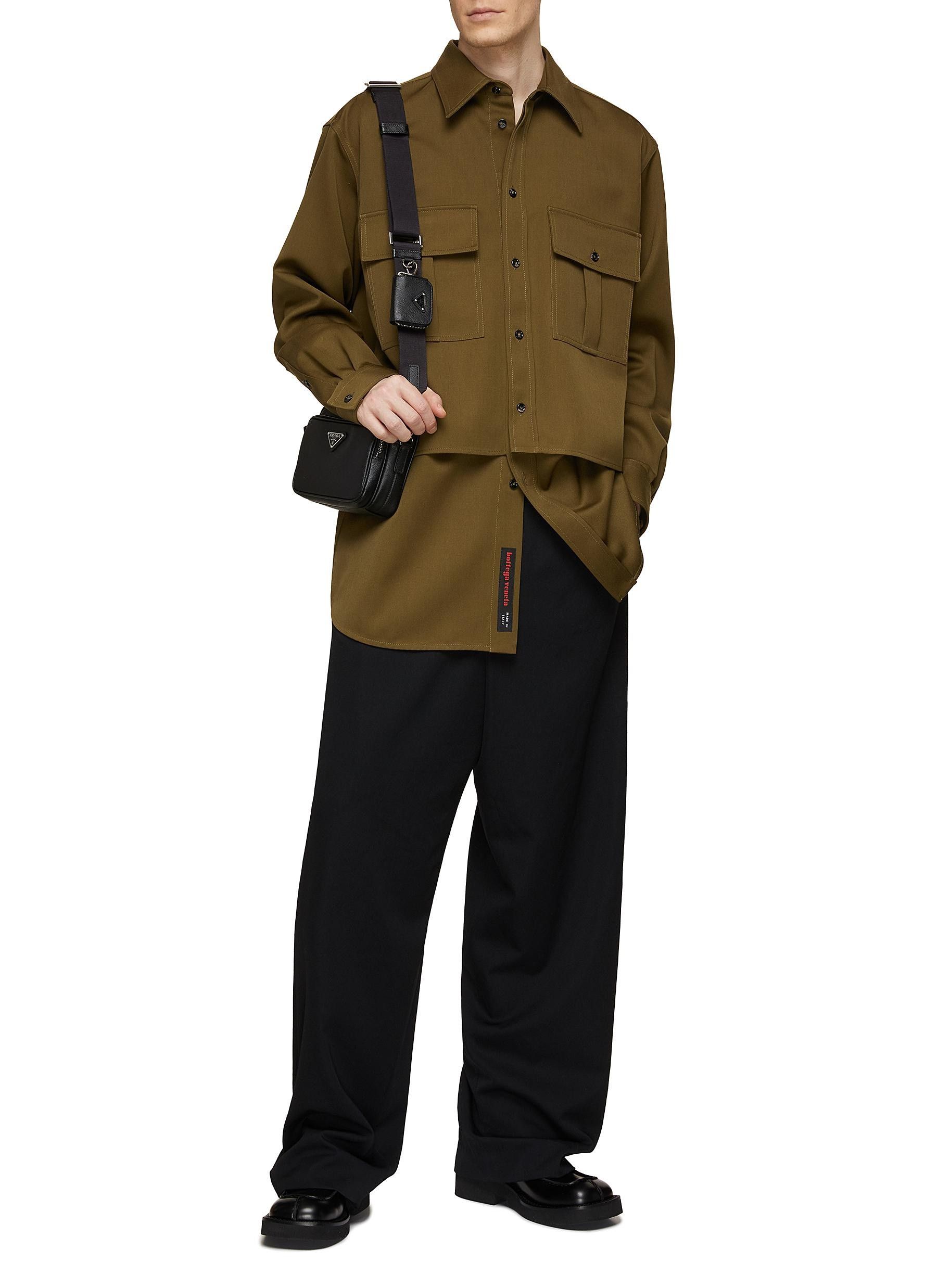 Bottega Veneta Green Grain de Poudre Wool Double Layer Overshirt Size US M / EU 48-50 / 2 - 5 Thumbnail