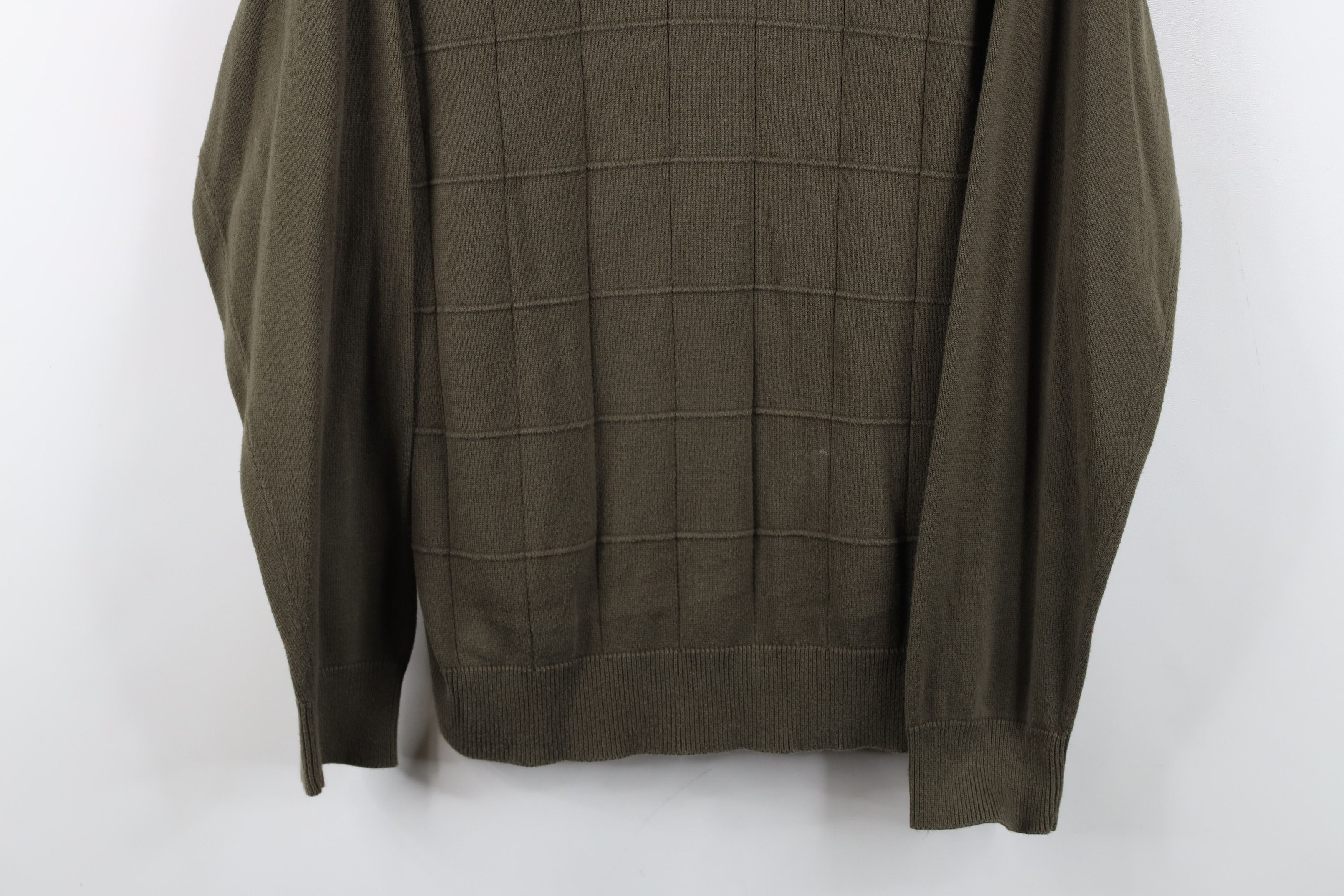 Vintage Vintage 90s Streetwear Checkered Knit V-Neck Sweater Green Size US L / EU 52-54 / 3 - 3 Thumbnail
