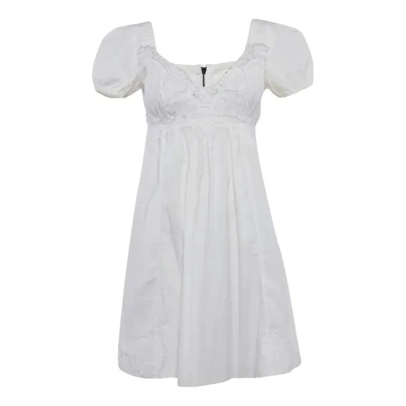 short lace graduation dresses Lace-Up Short White Graduation Dress with Ruffles White / Large